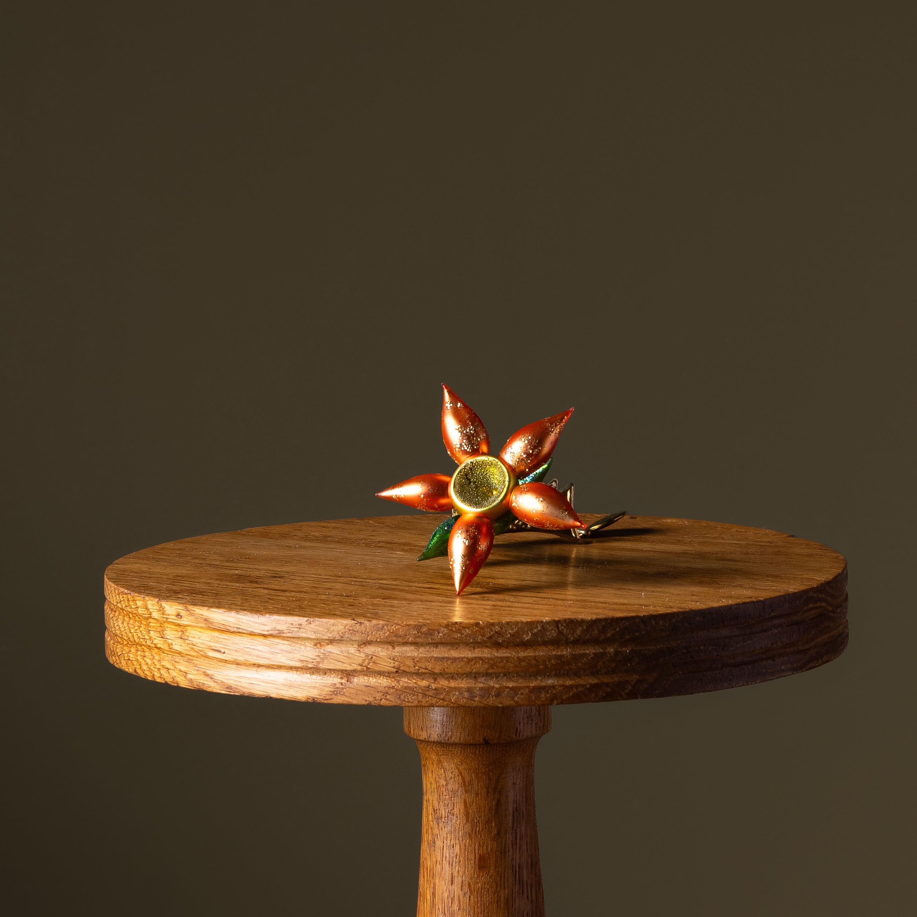 Orange Flower Clip Glass Ornament