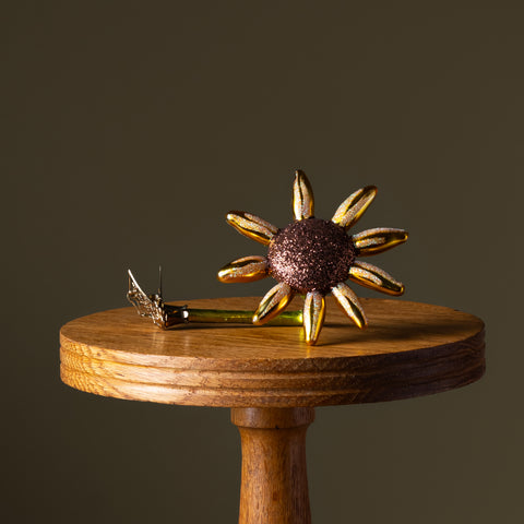 Sunflower Clip Glass Ornament