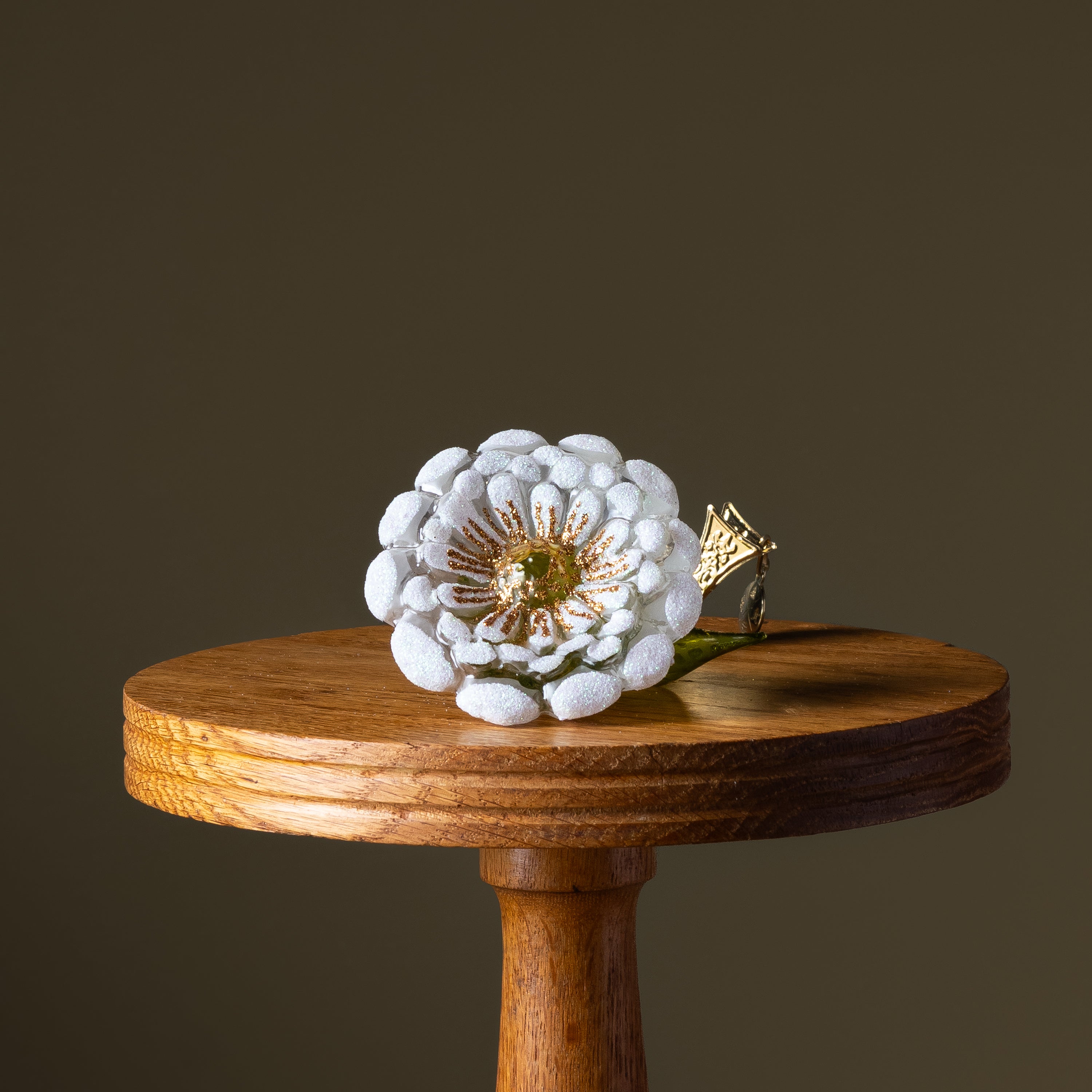 White Gerber Flower Glass Ornament