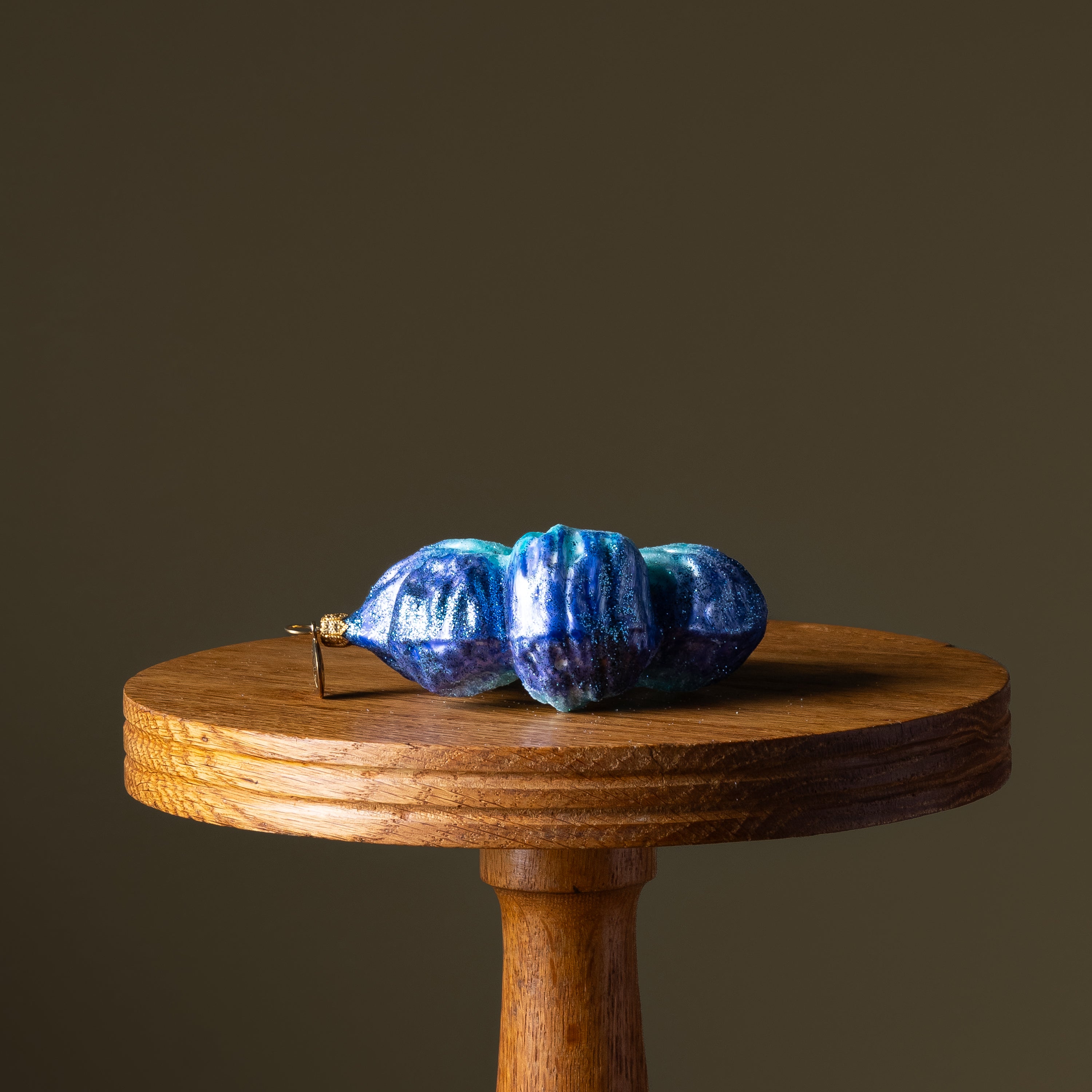 Blue Pansy Flower Glass Ornament