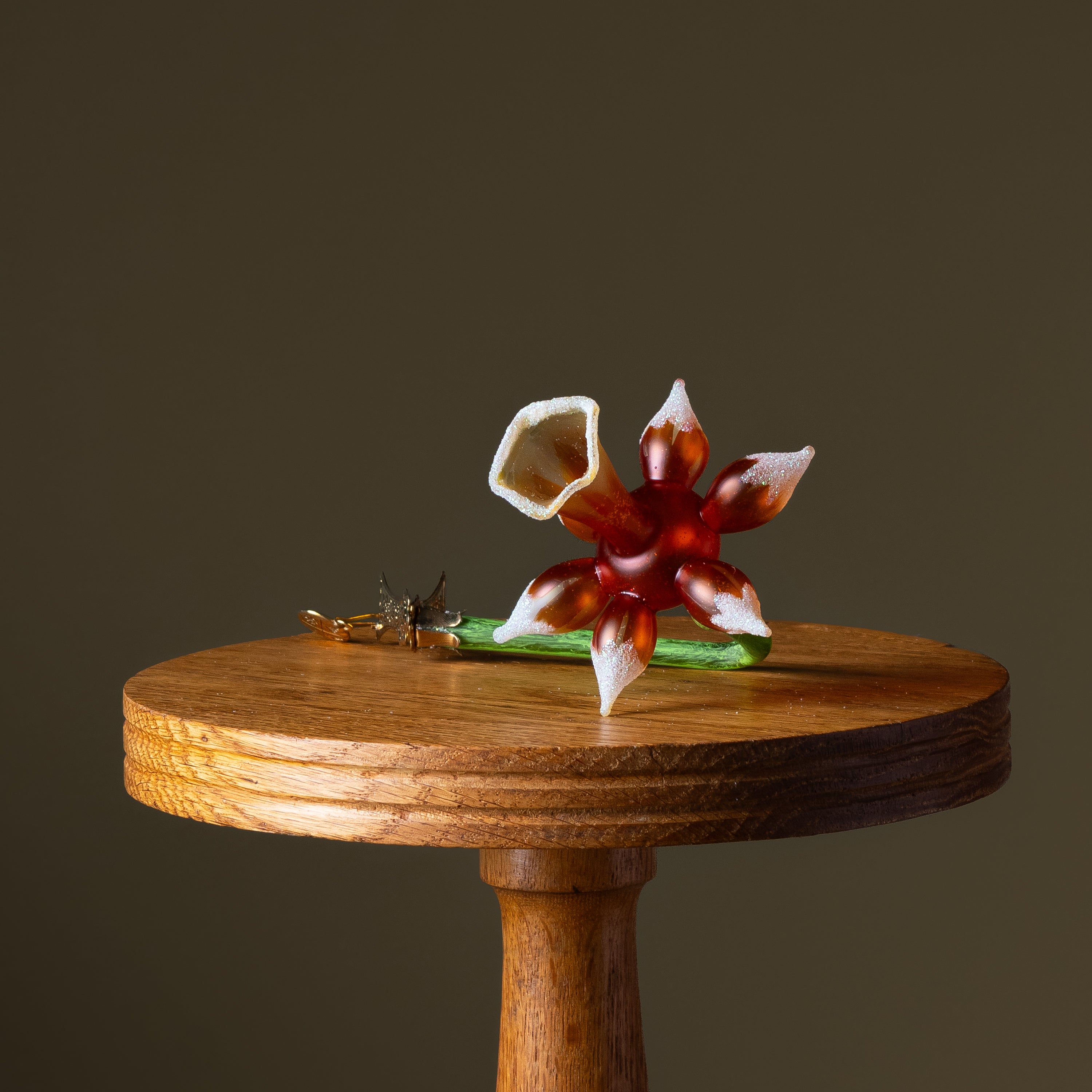 Orange Daffodil Flower Clip Glass Ornament