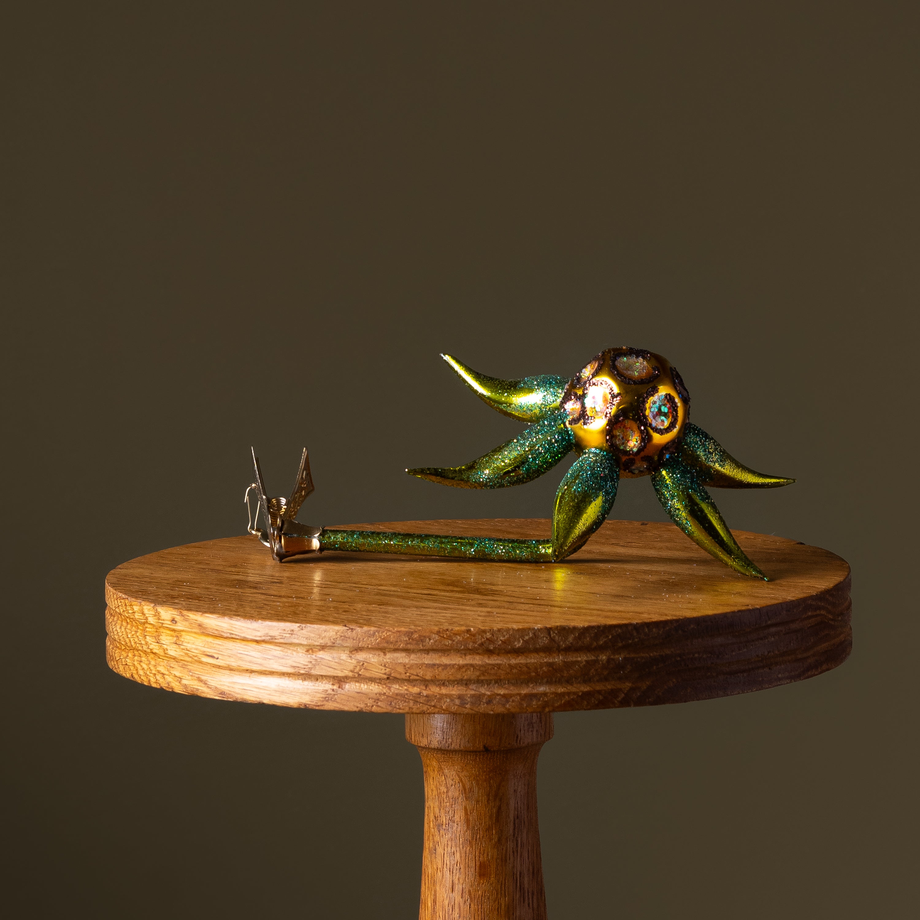 Yellow & Green Flower Clip Glass Ornament