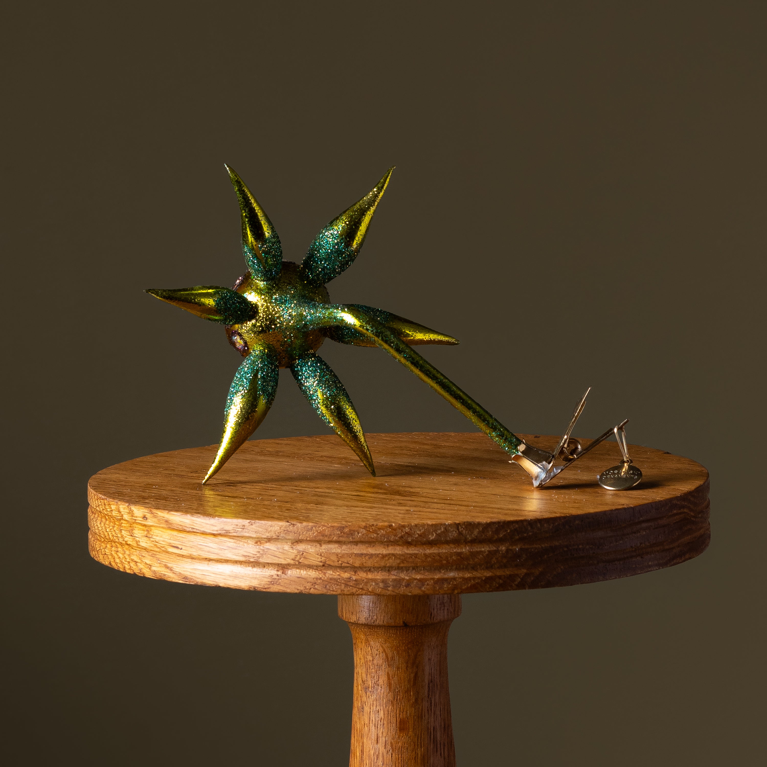 Yellow & Green Flower Clip Glass Ornament