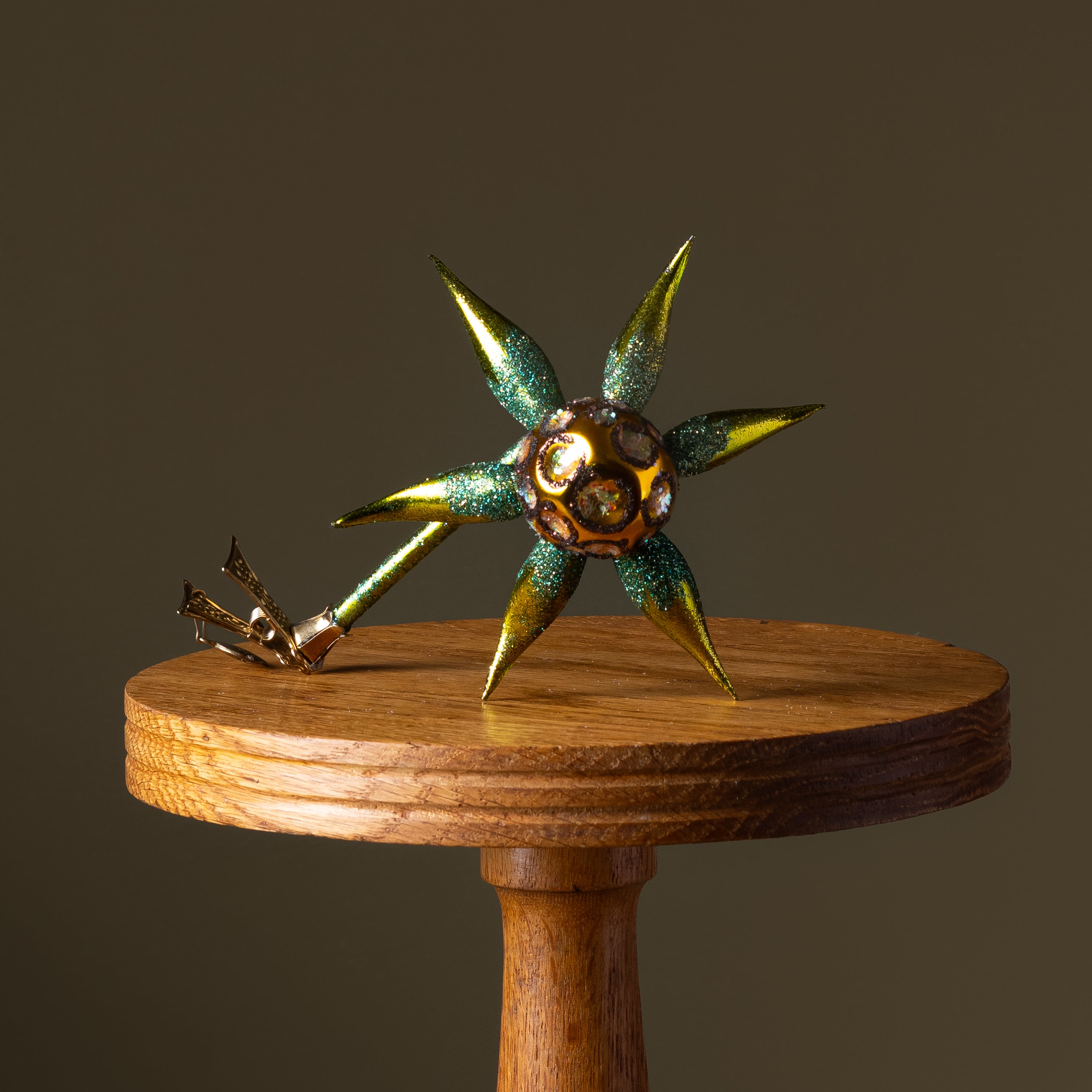 Yellow & Green Flower Clip Glass Ornament