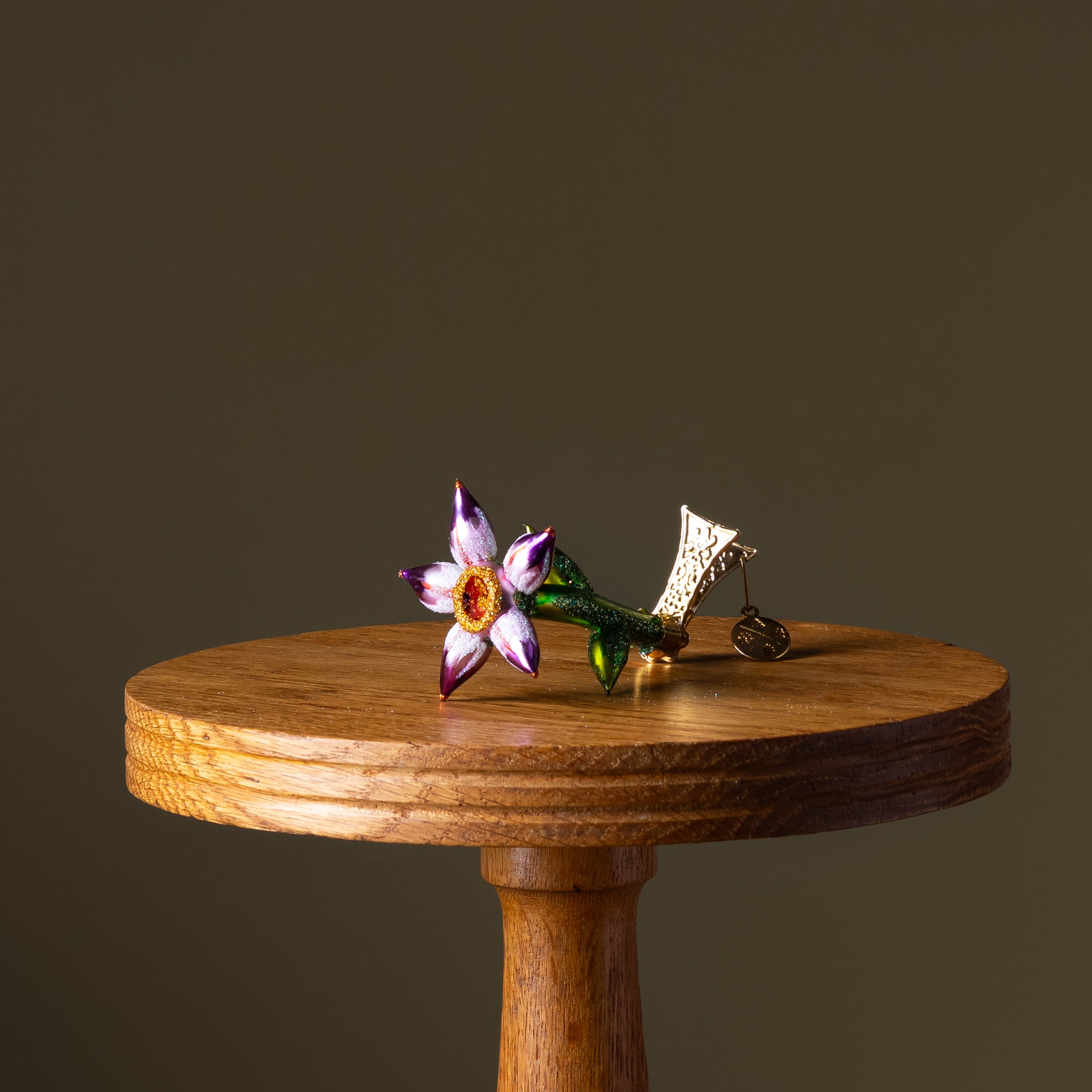 Purple Flower Clip Glass Ornament