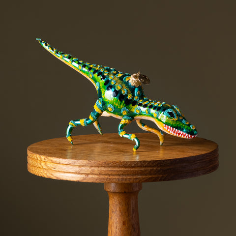 Green T-Rex Glass Ornament