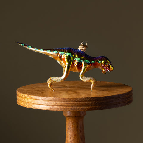 Multicolor Velociraptor Glass Ornament