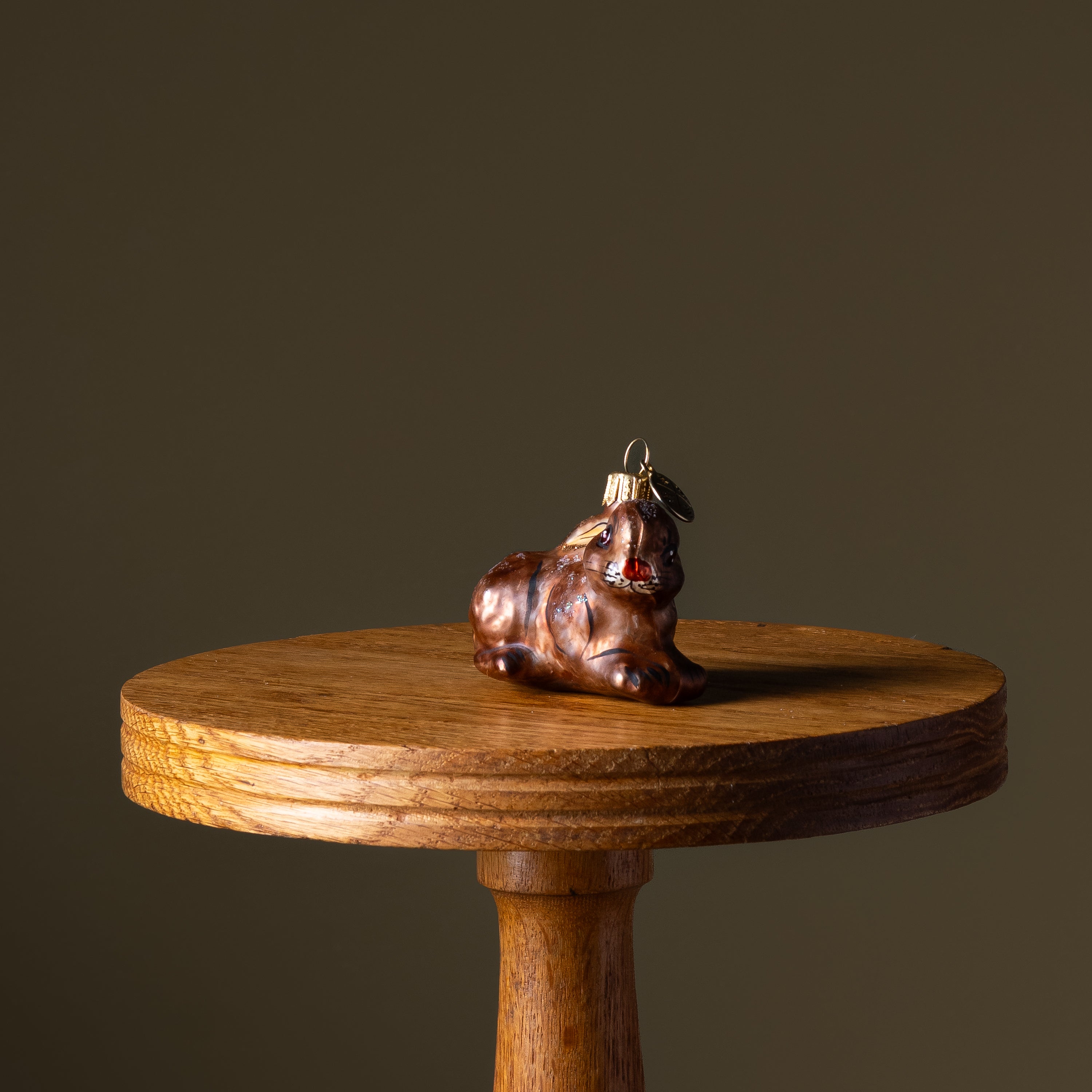 Brown Bunny Glass Ornament