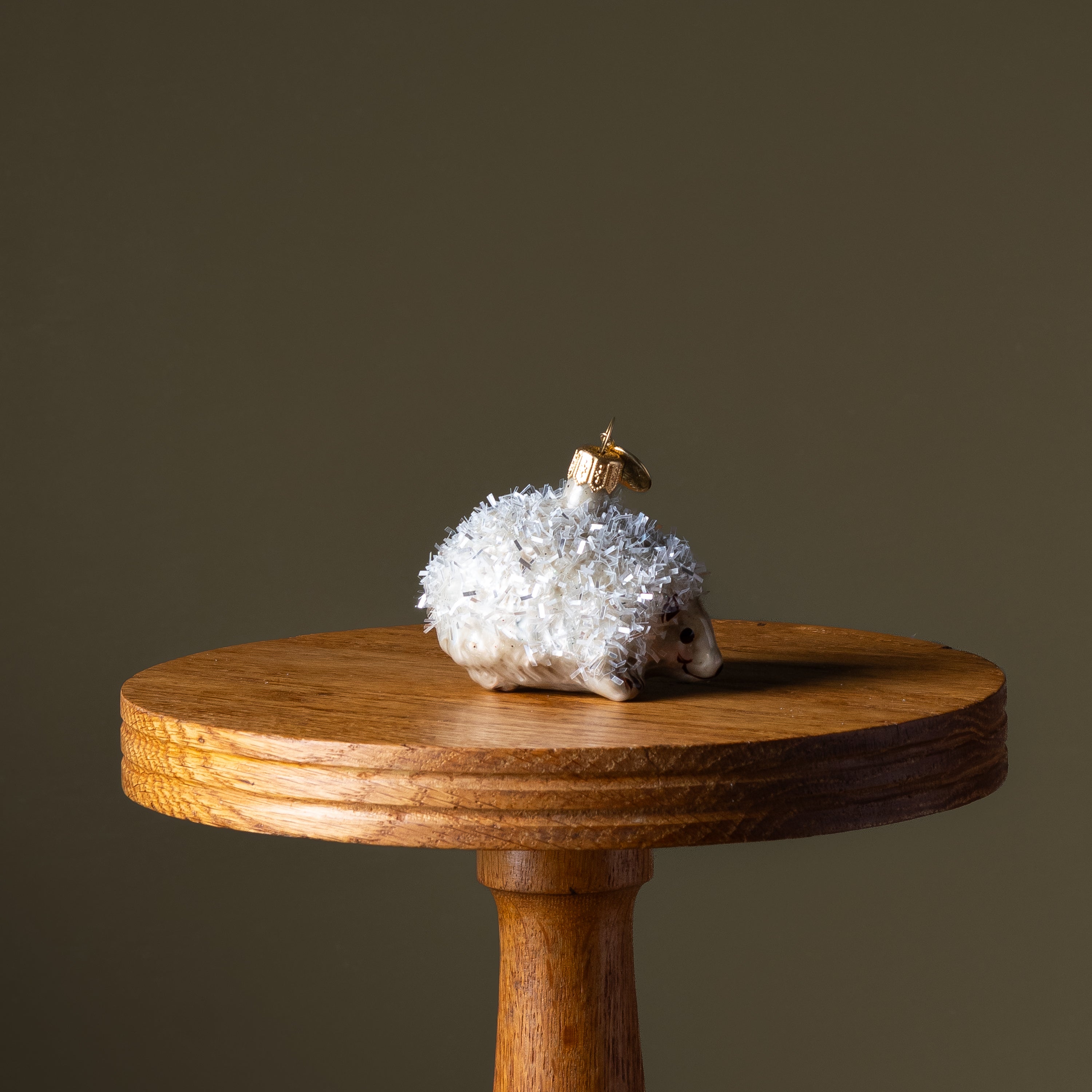 White Porcupine Glass Ornament