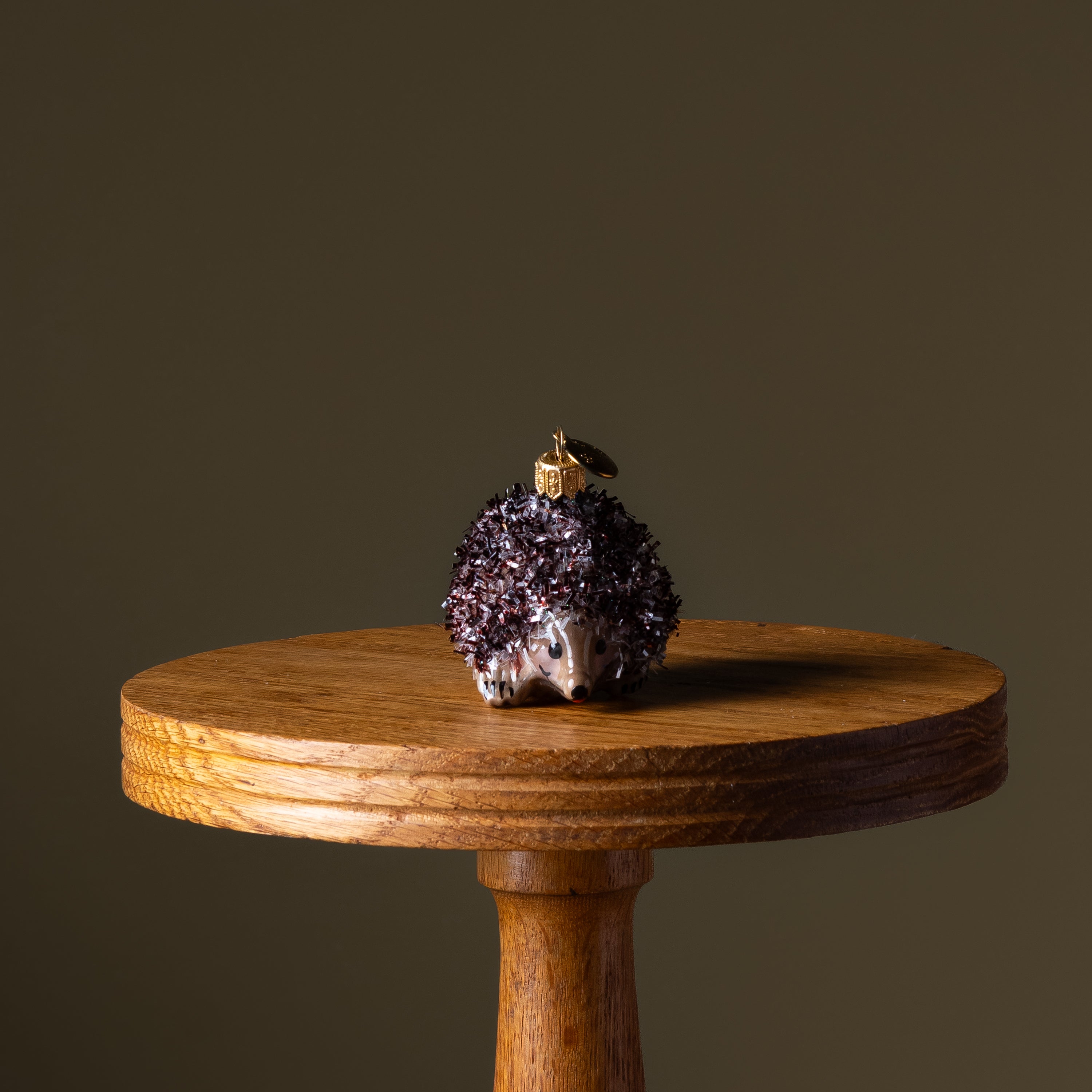 Brown Porcupine Glass Ornament