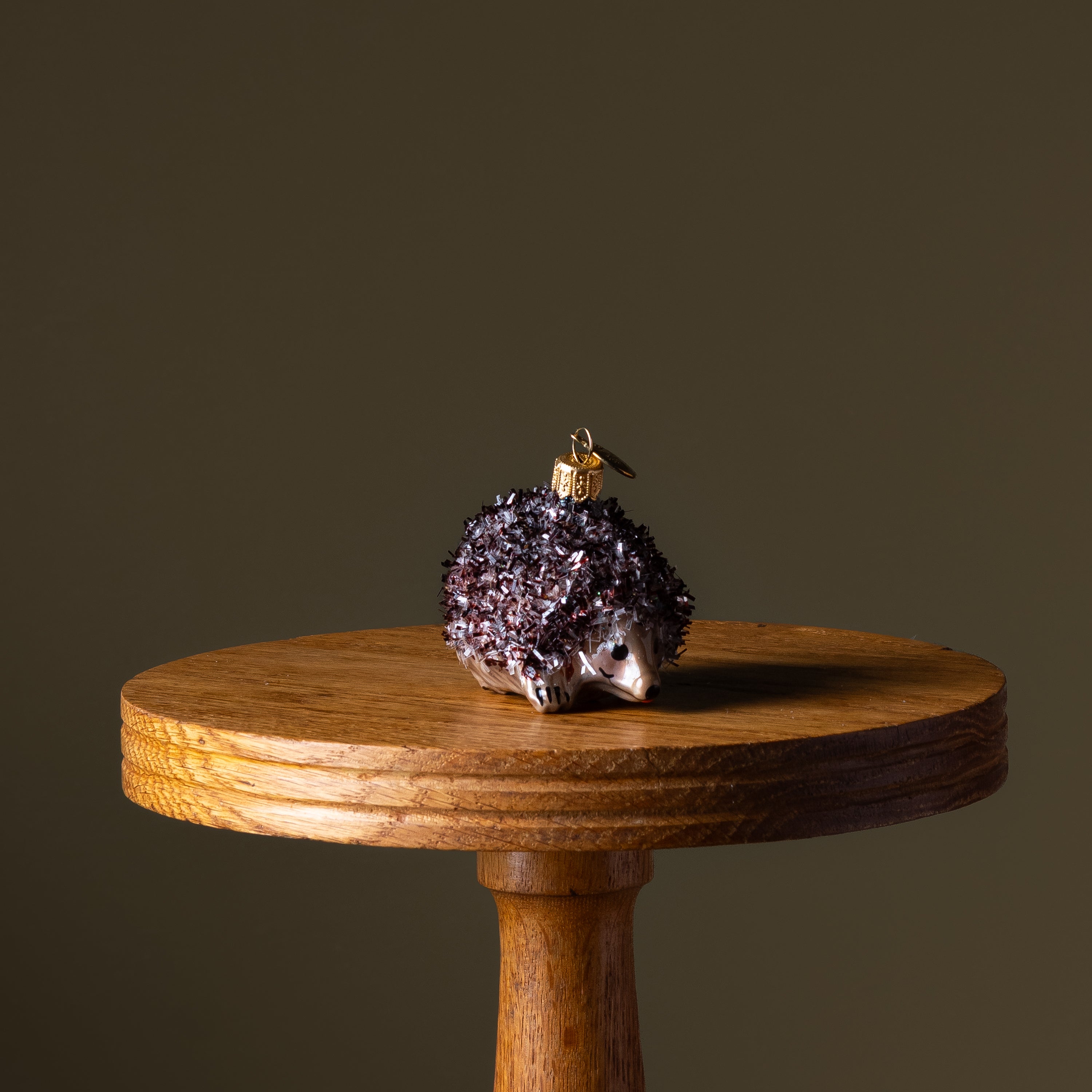 Brown Porcupine Glass Ornament