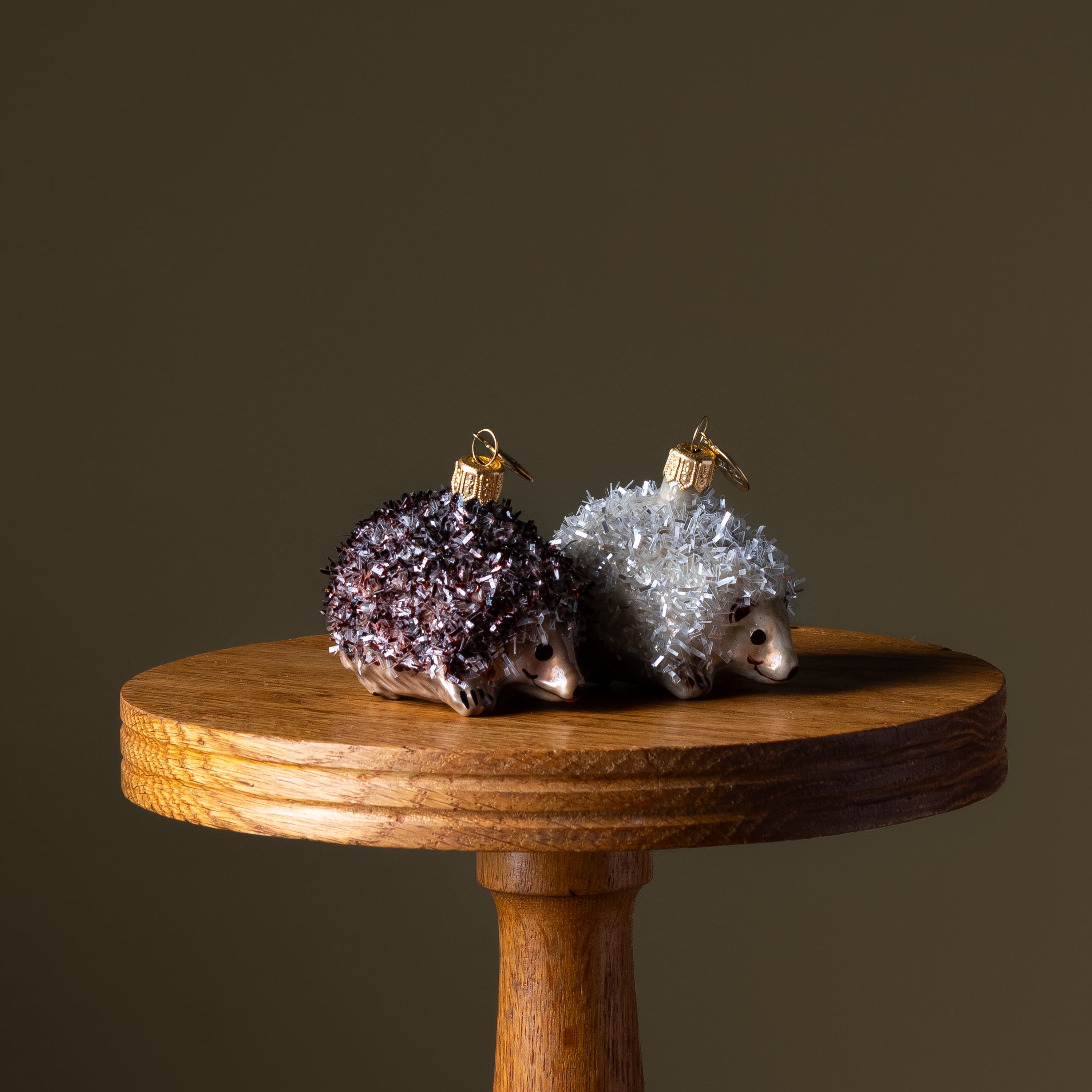 White Porcupine Glass Ornament