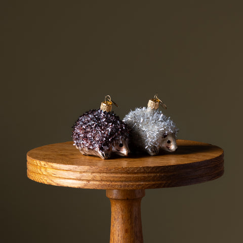 Brown Porcupine Glass Ornament