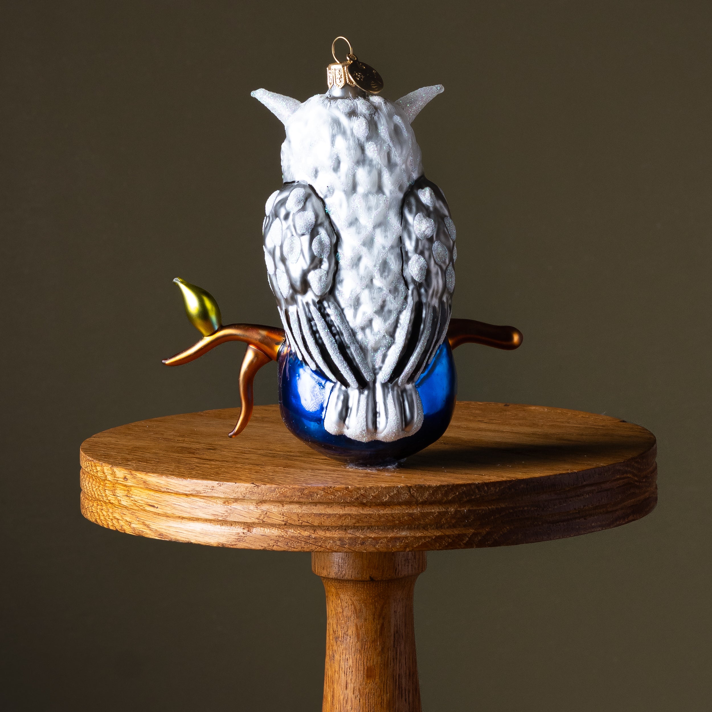 Owl on a Branch Ball Glass Ornament