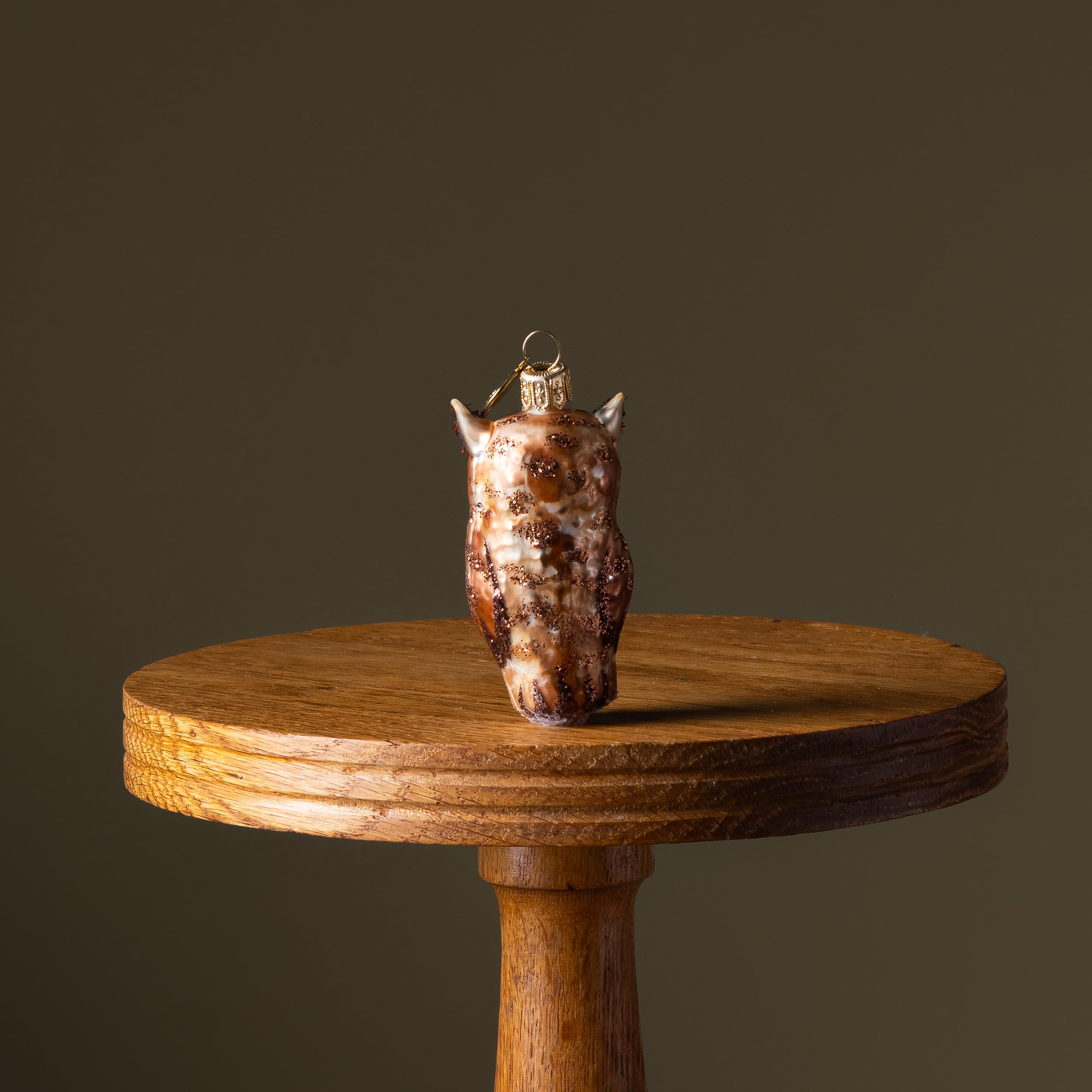 Brown & White Owl Glass Ornament