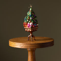 Christmas Tree on Table Glass Ornament