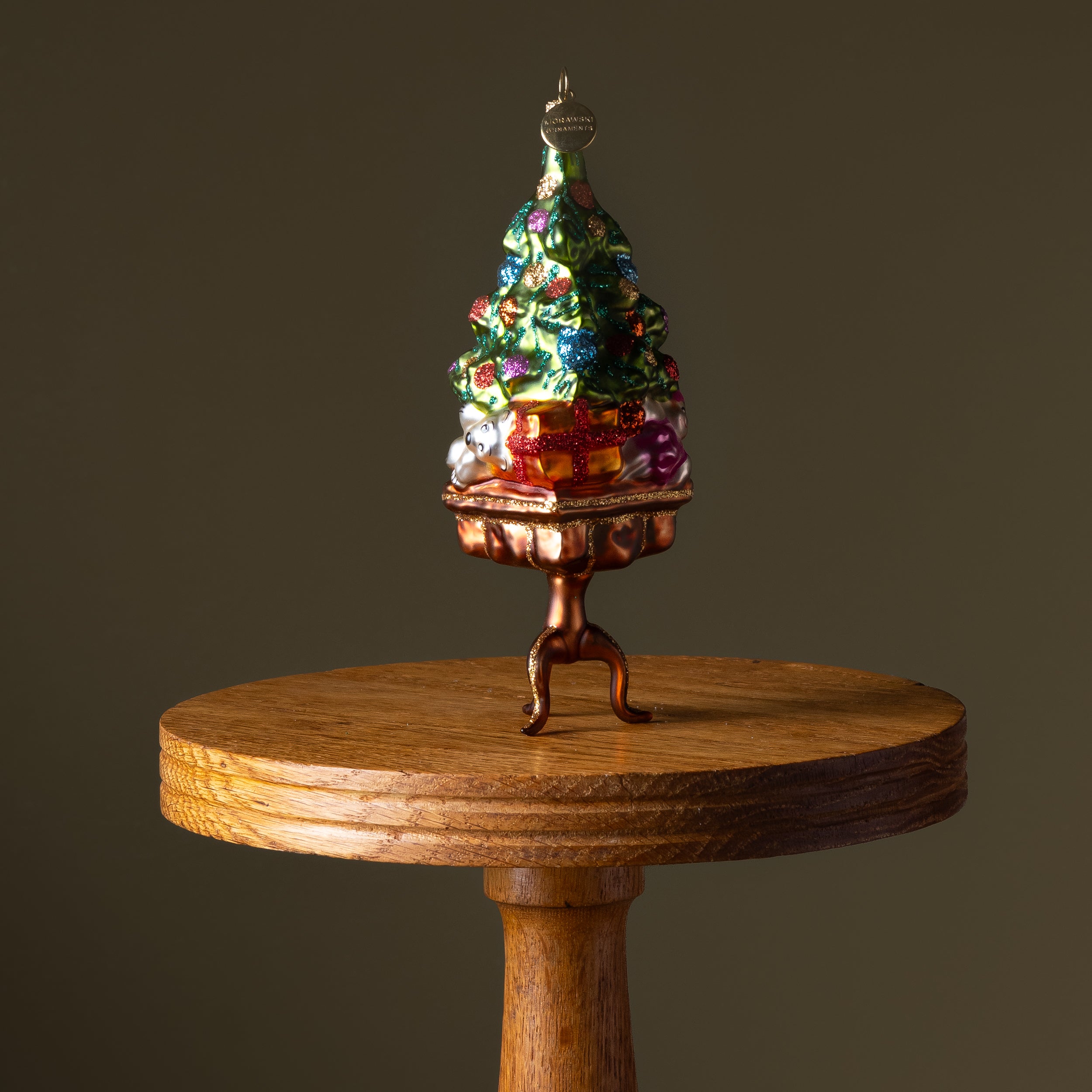 Christmas Tree on Table Glass Ornament