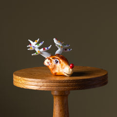 Multi Color Lights Reindeer Glass Ornament