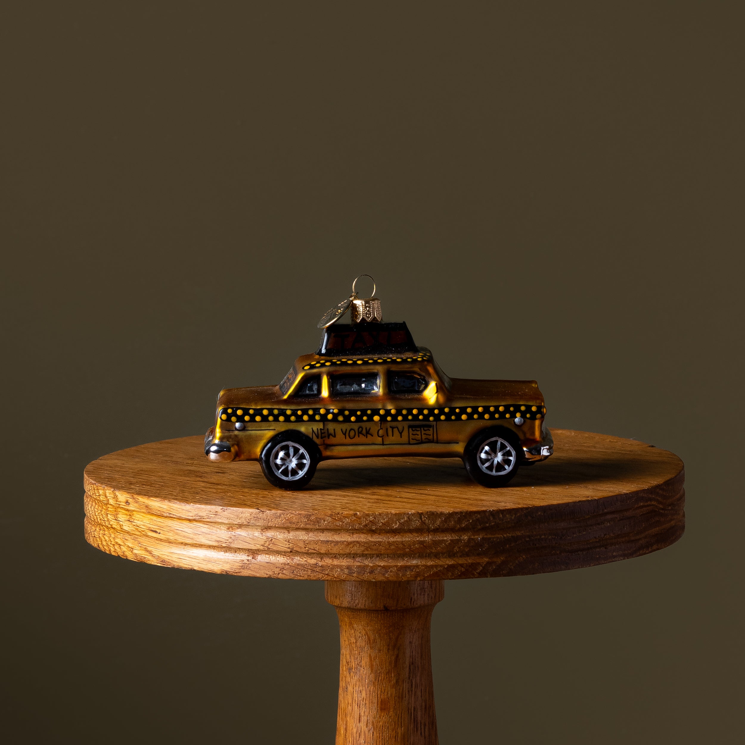 New York Taxi Cab Glass Ornament