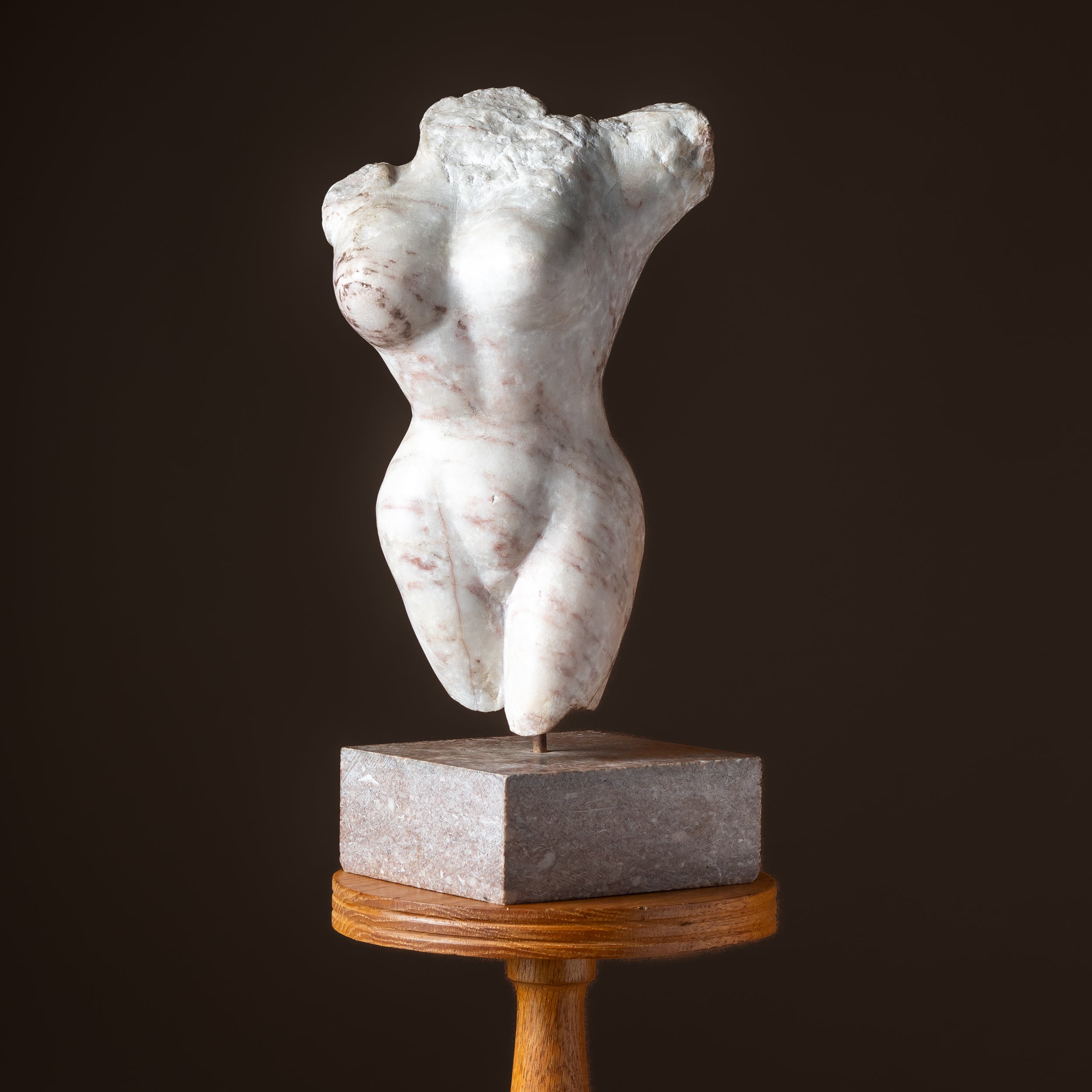 Carved Marble Torso Sculpture, Female Form
