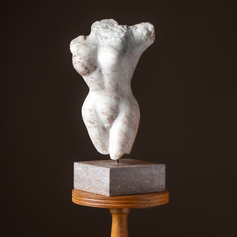 Carved Marble Torso Sculpture, Female Form