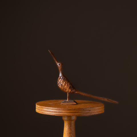 Hand-Carved Lyrical Form Chestnut Bird