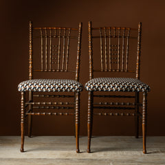 Pair of Italian Chiavari Chairs with Lelièvre Paris Seats