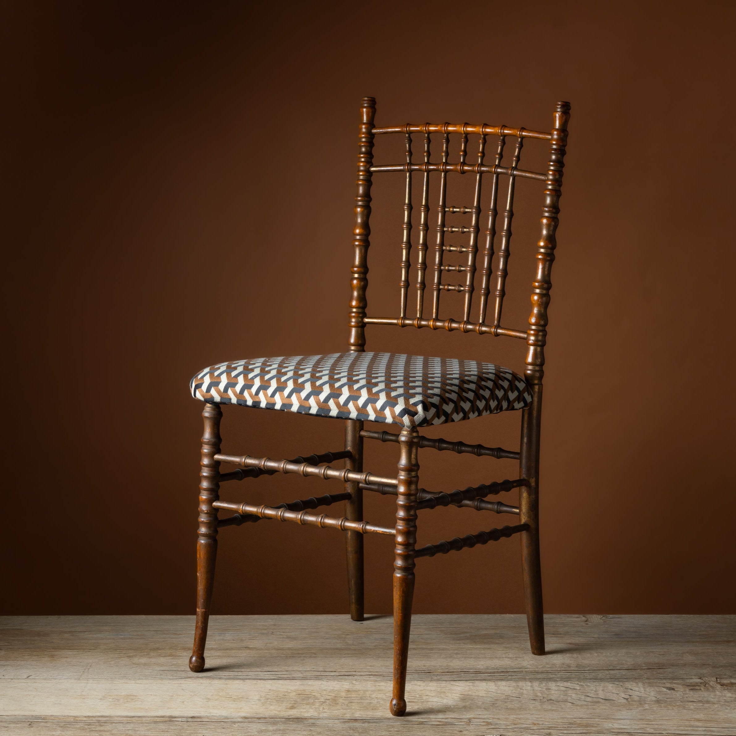 Pair of Italian Chiavari Chairs with Lelièvre Paris Seats