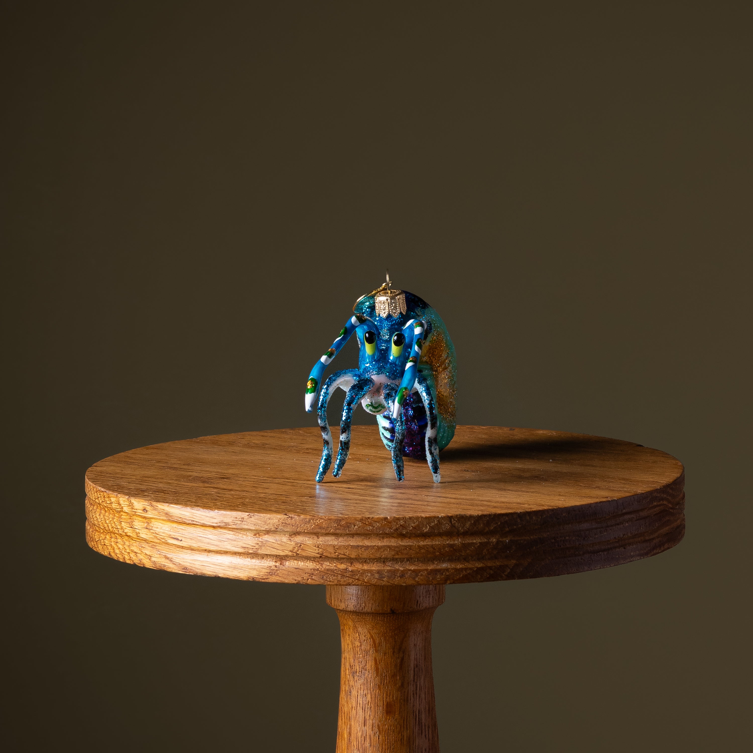 Blue Hermit Crab Glass Ornament