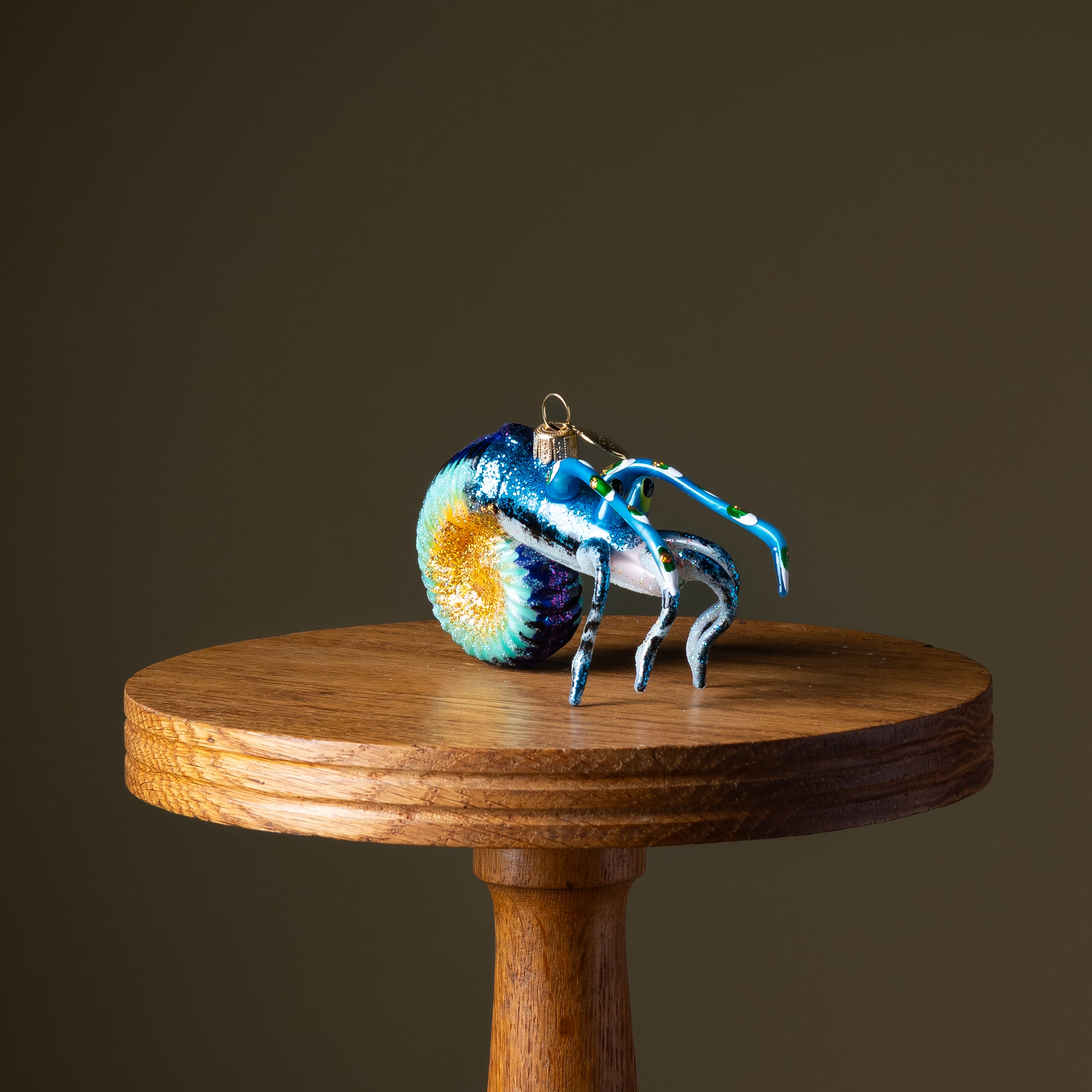 Blue Hermit Crab Glass Ornament