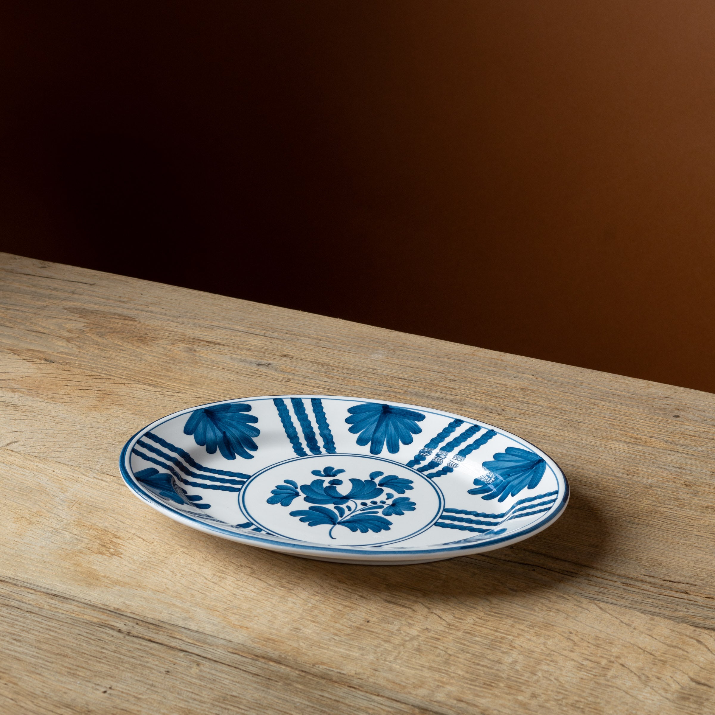 Midnight Blue Blossom Oval Platter