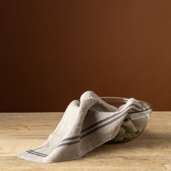 Country Black Linen Tea Towel