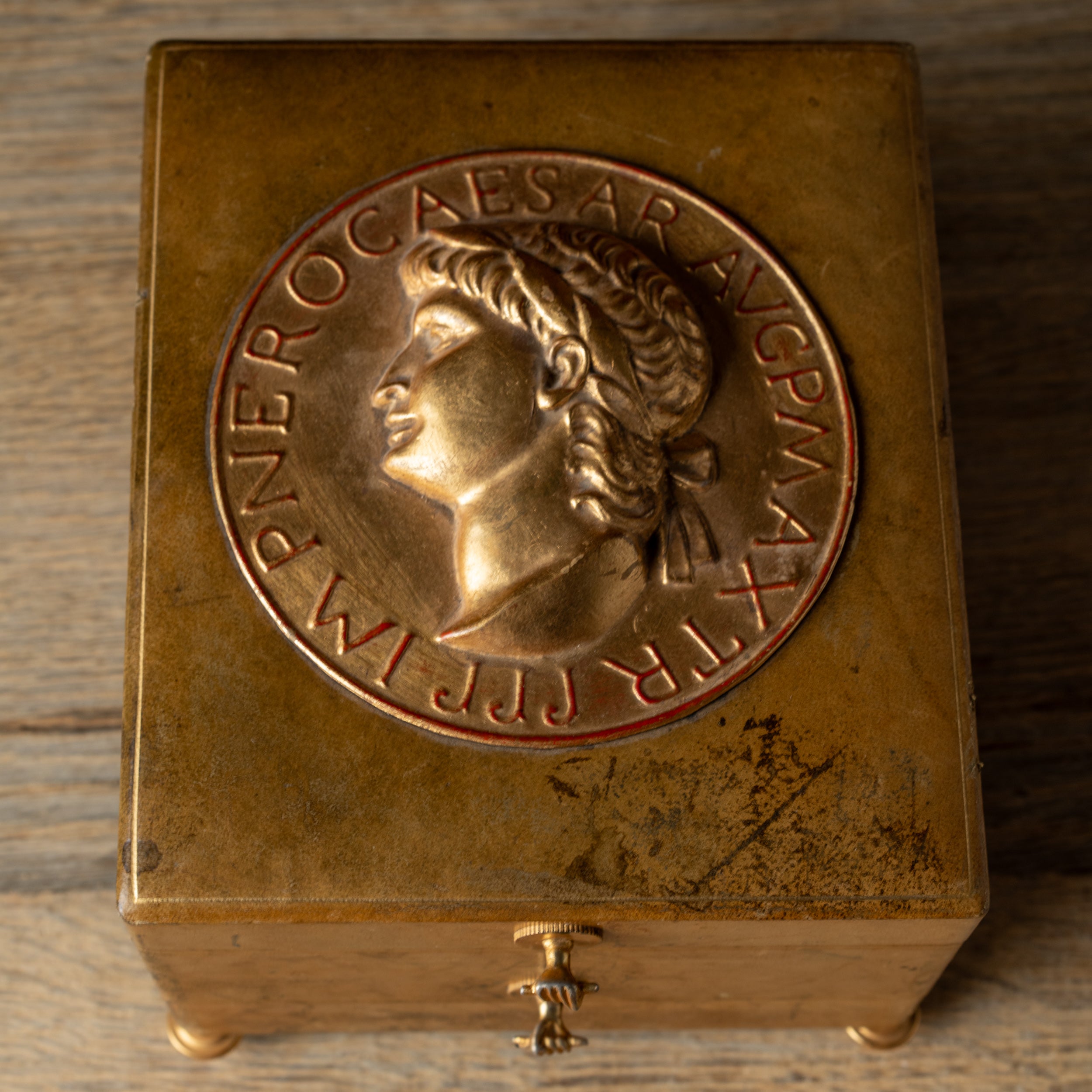 Caesar Leather & Gilt Brass Jewelry Box