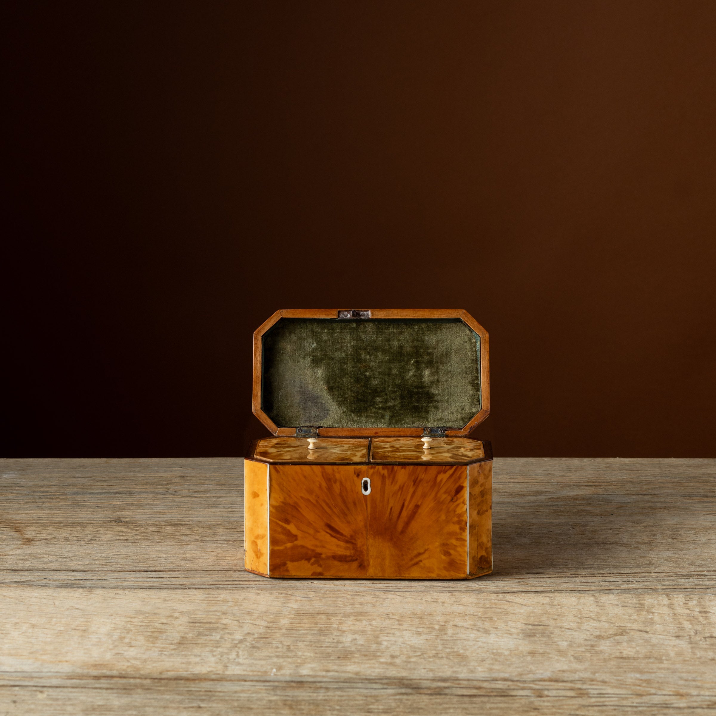 Georgian Blonde Tortoiseshell Tea Caddy