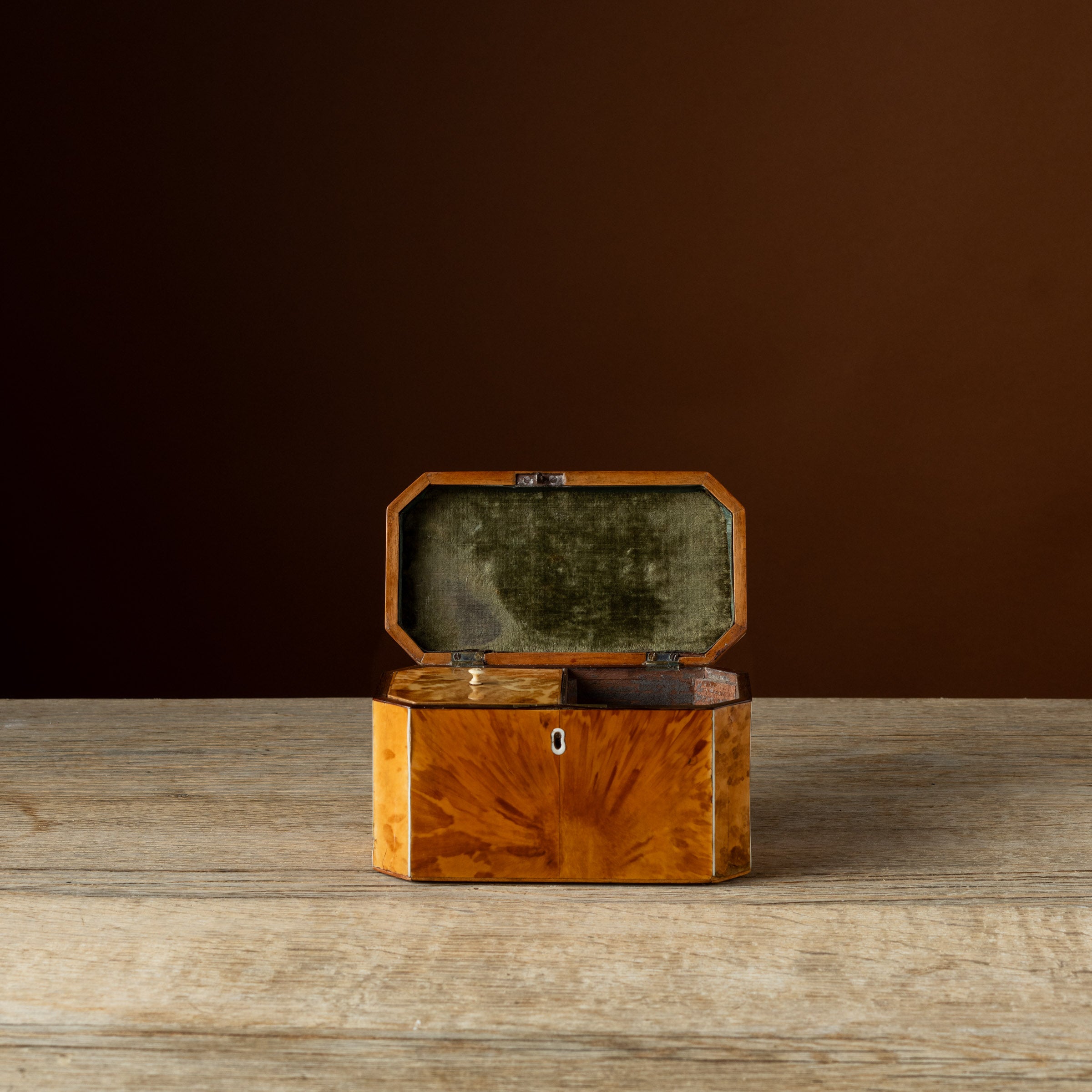 Georgian Blonde Tortoiseshell Tea Caddy