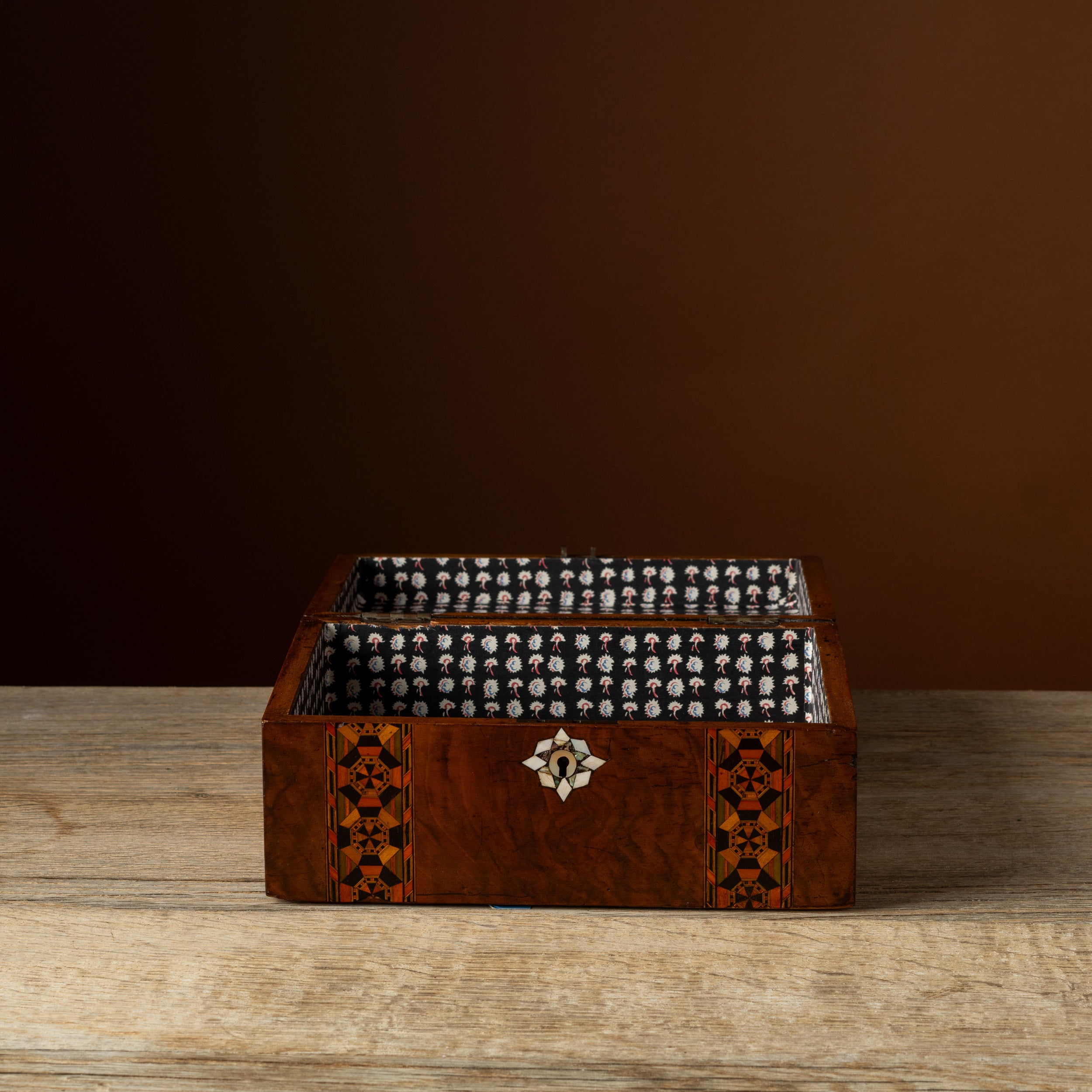 Victorian Figured Walnut Mother of Pearl Box