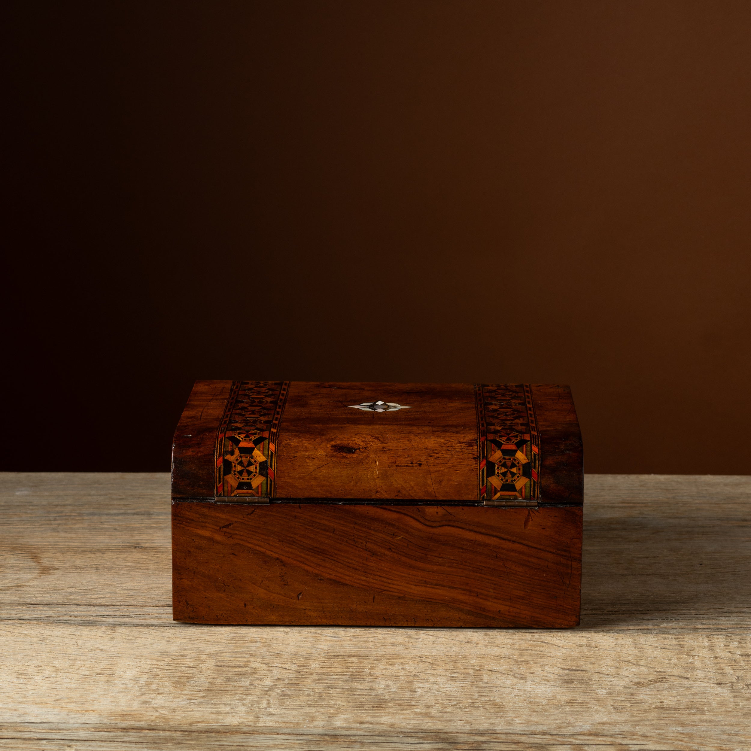 Victorian Figured Walnut Mother of Pearl Box