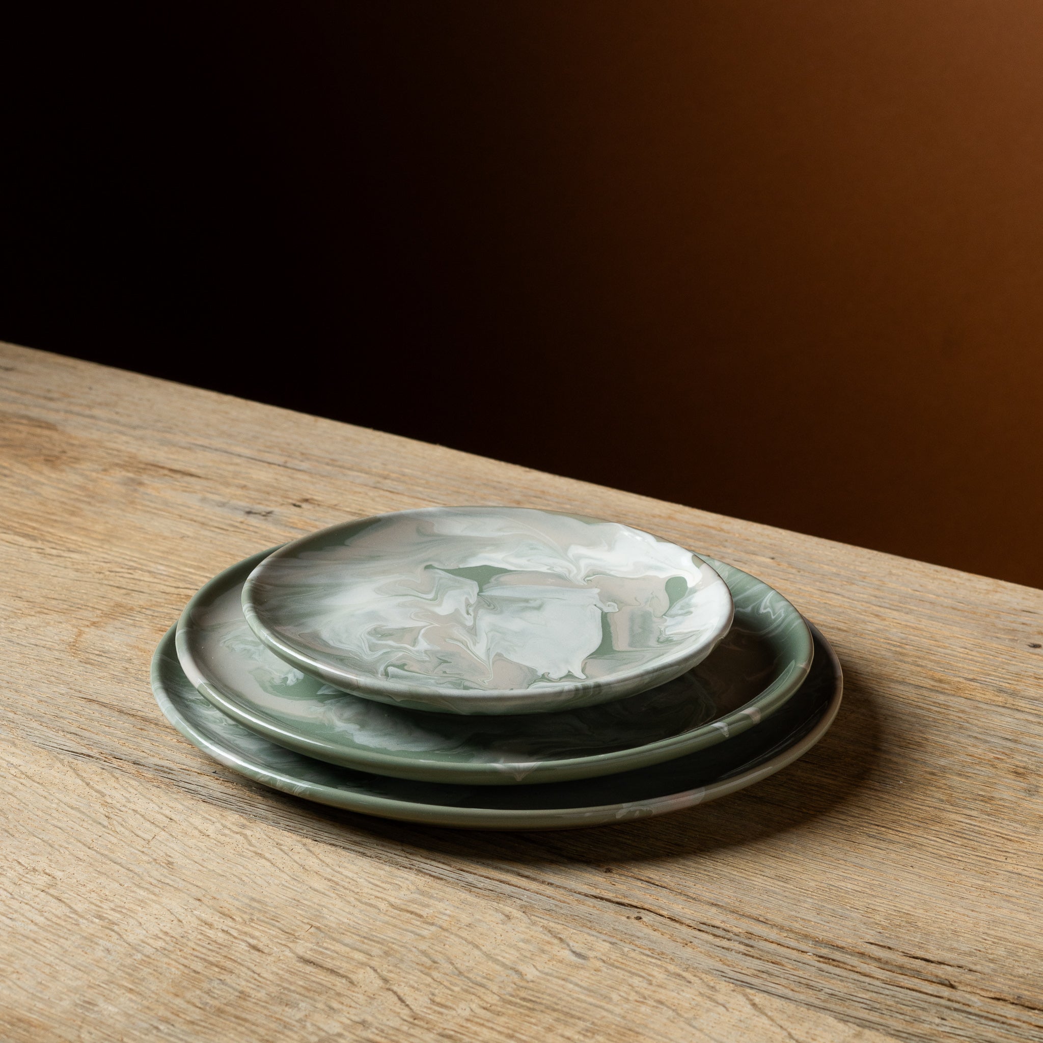 Green Marbled Dinner Plate