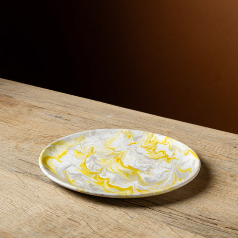 Yellow Marbled Charger Plate