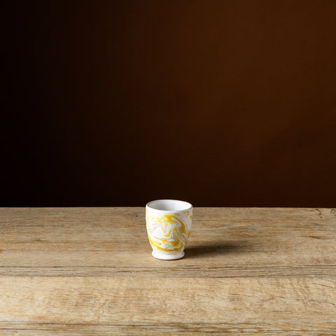 Yellow Marbled Cone-Shaped Mug