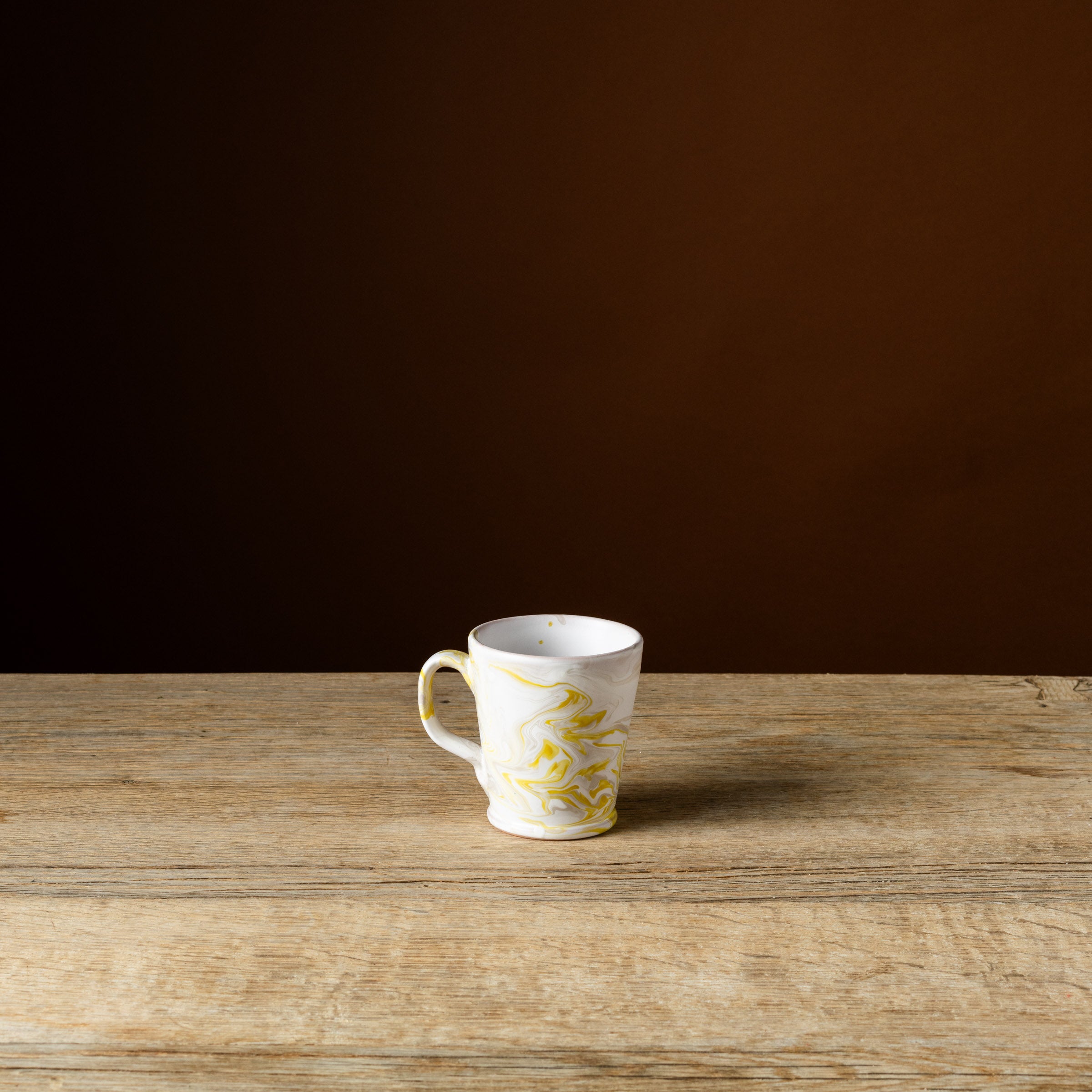 Yellow Marbled Handled Mug