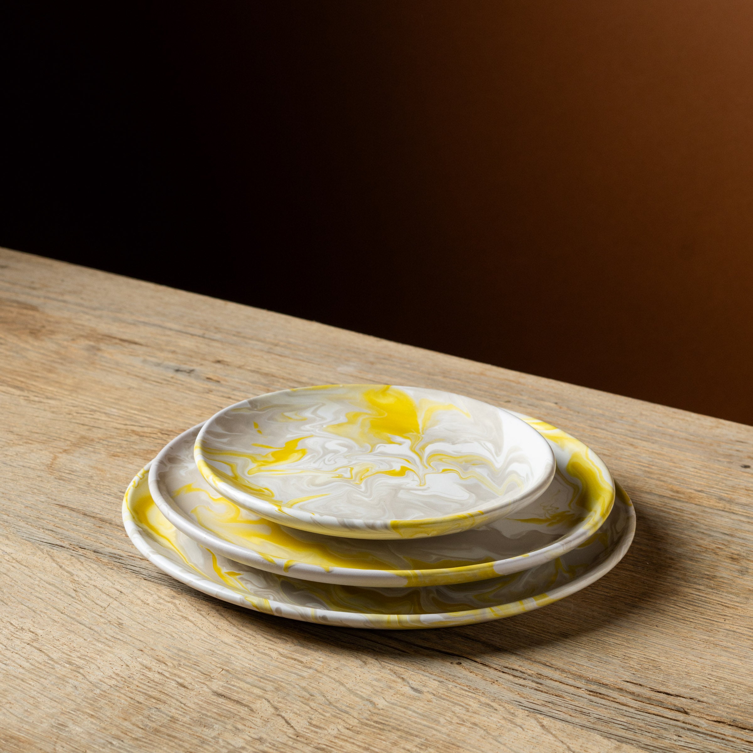 Yellow Marbled Dinner Plate