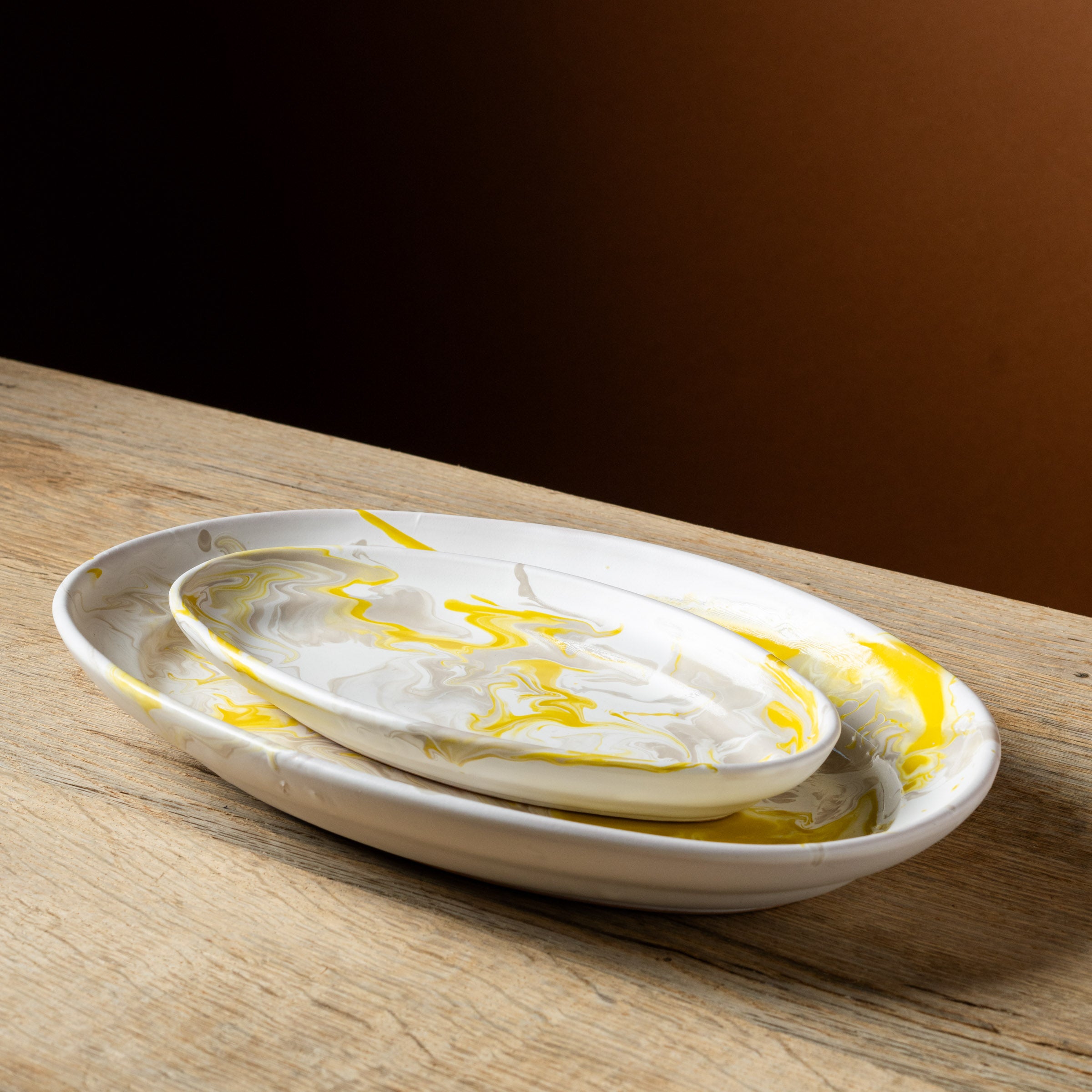 Yellow Marbled Serving Platter