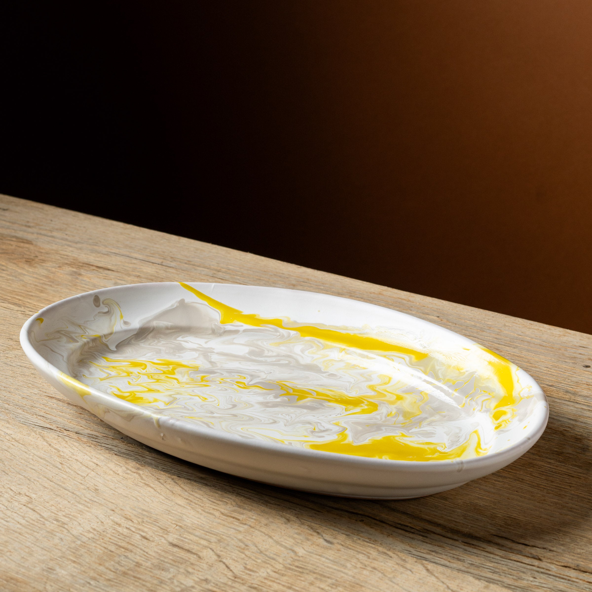 Yellow Marbled Serving Platter