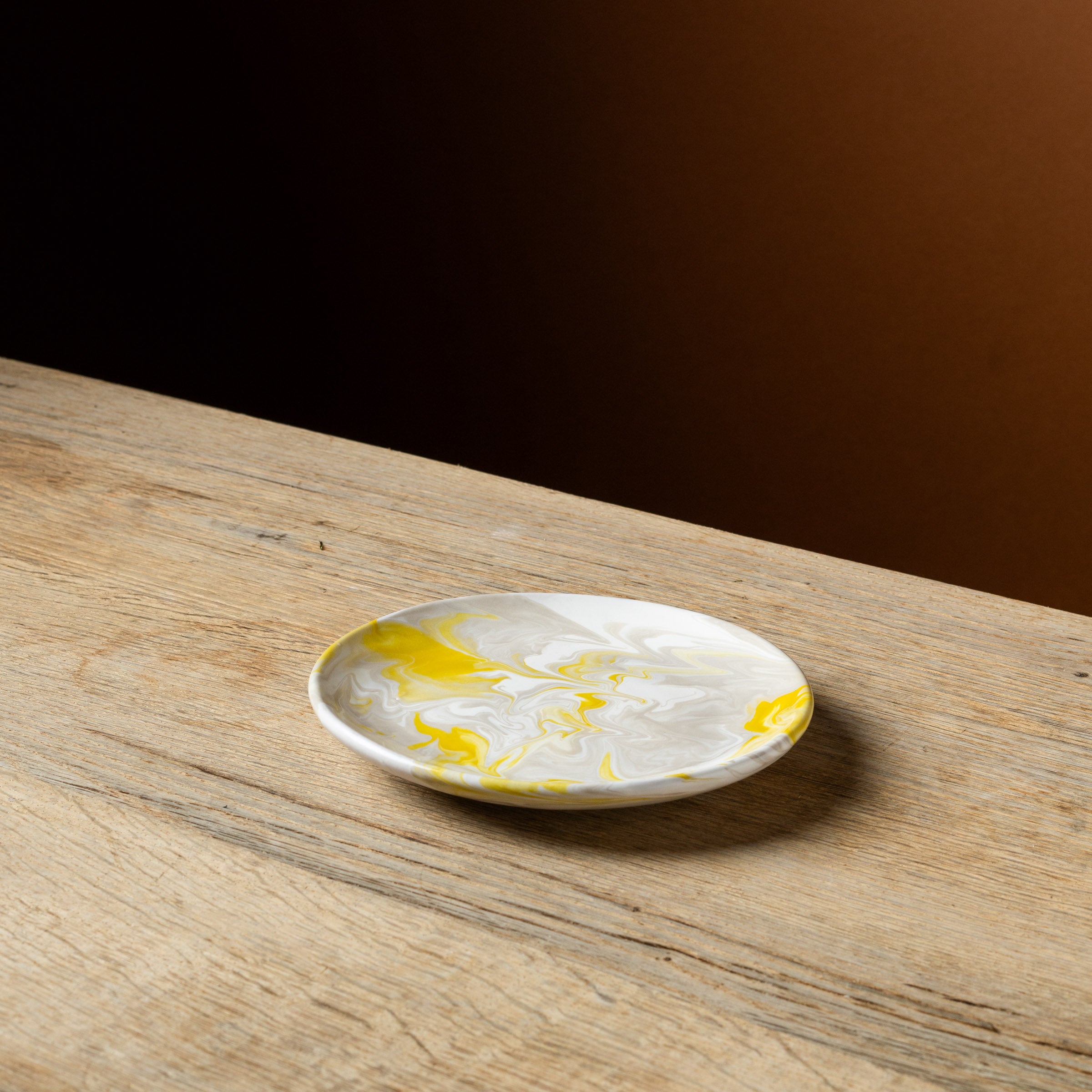 Yellow Marbled Salad Plate