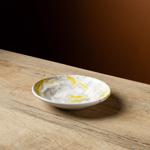 Yellow Marbled Soup Plate