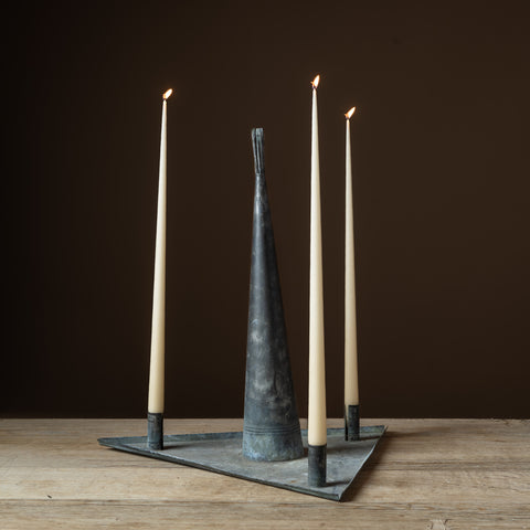 Early Tin Triangular Candelabra