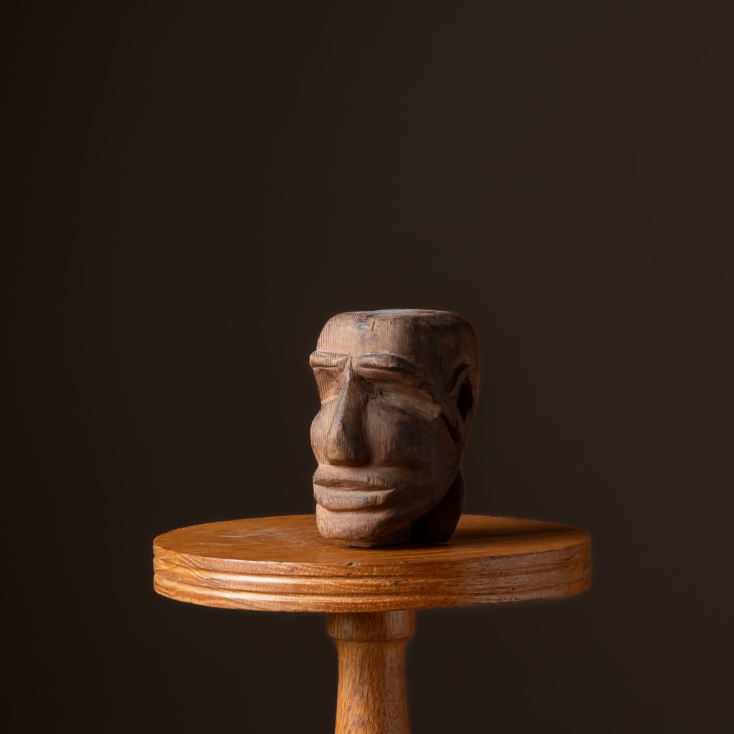Carved Teak Tiki Head