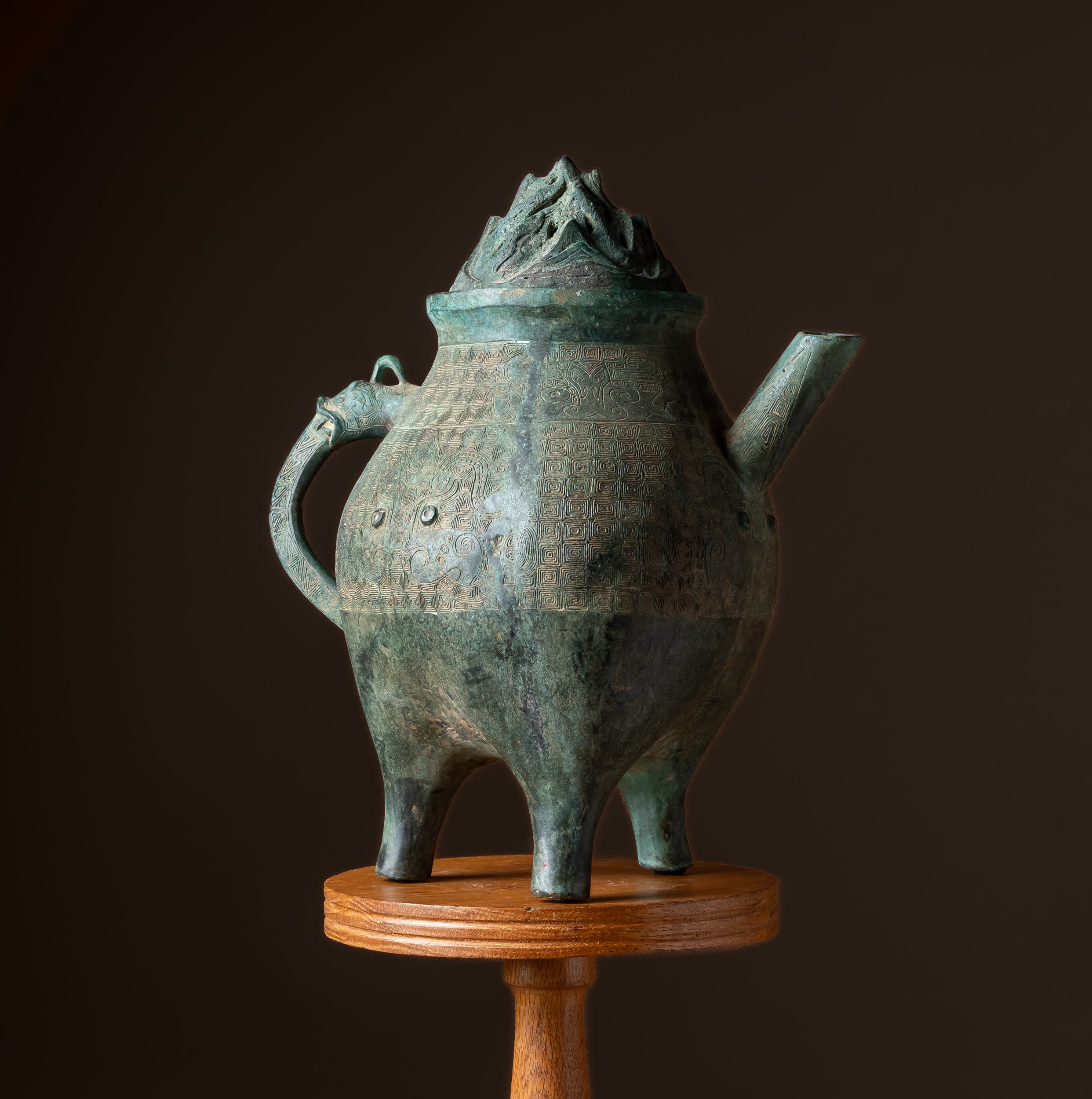 18th Century Chinese Bronze Tripod Teapot