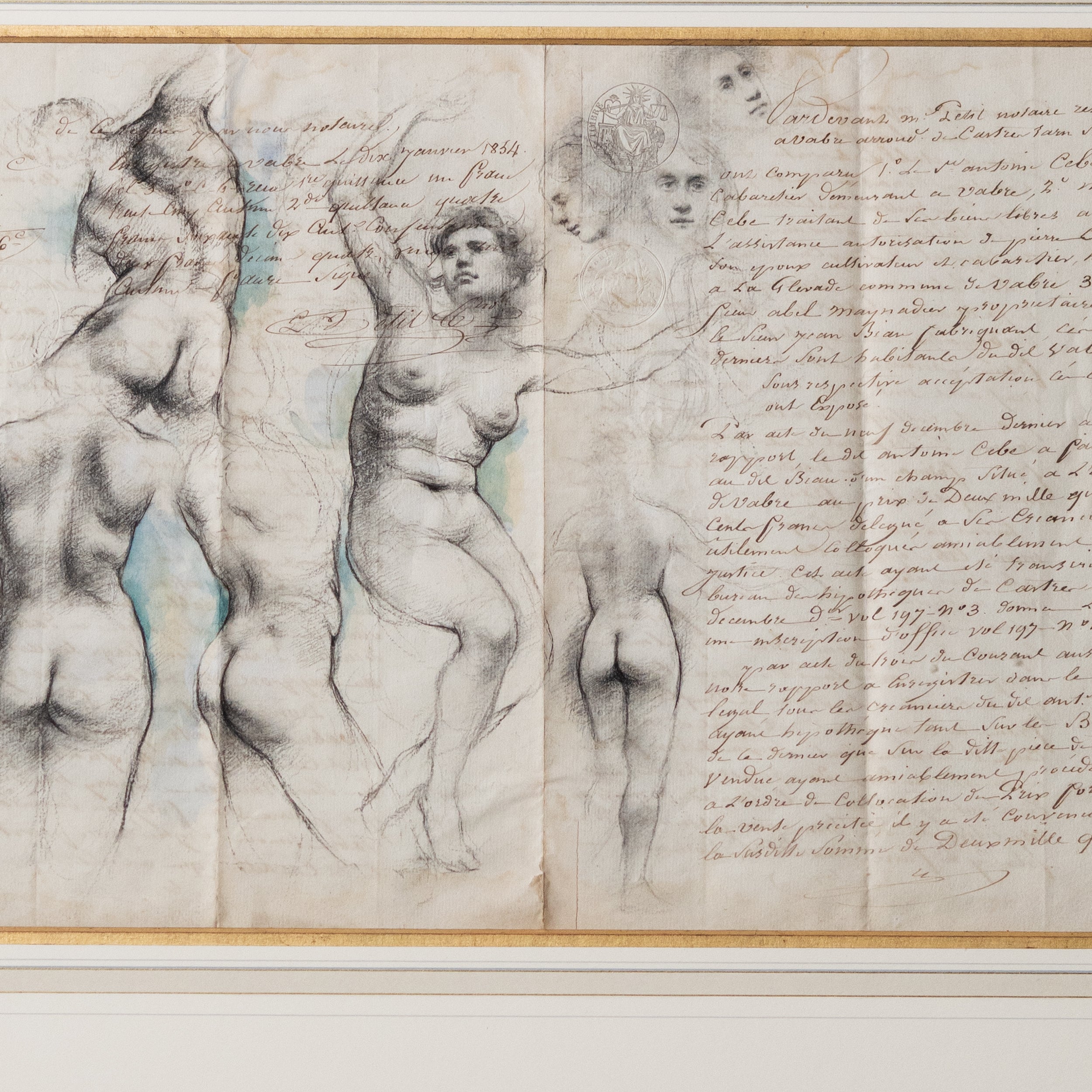 Five Nudes, Three Heads by Jill Hooper